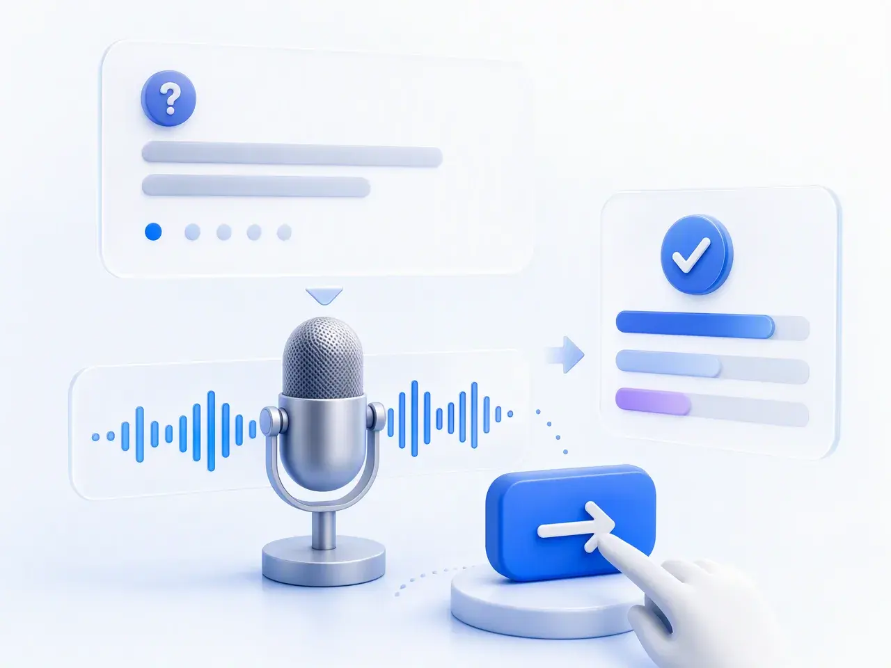 Candidate records an answer through a microphone, reviews feedback, and advances to the next question manually