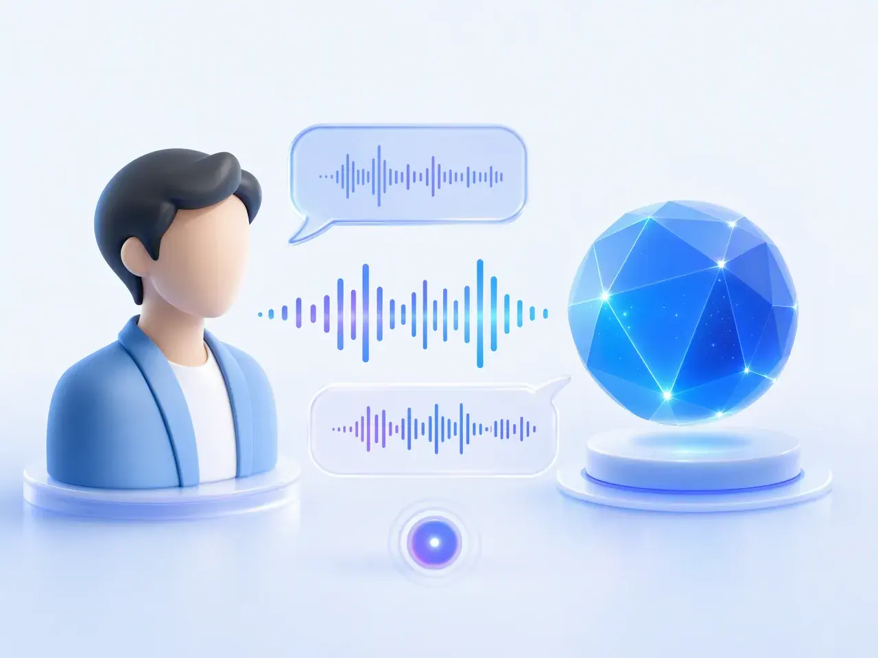 Candidate and AI interviewer exchanging spoken answers in a real-time interview conversation