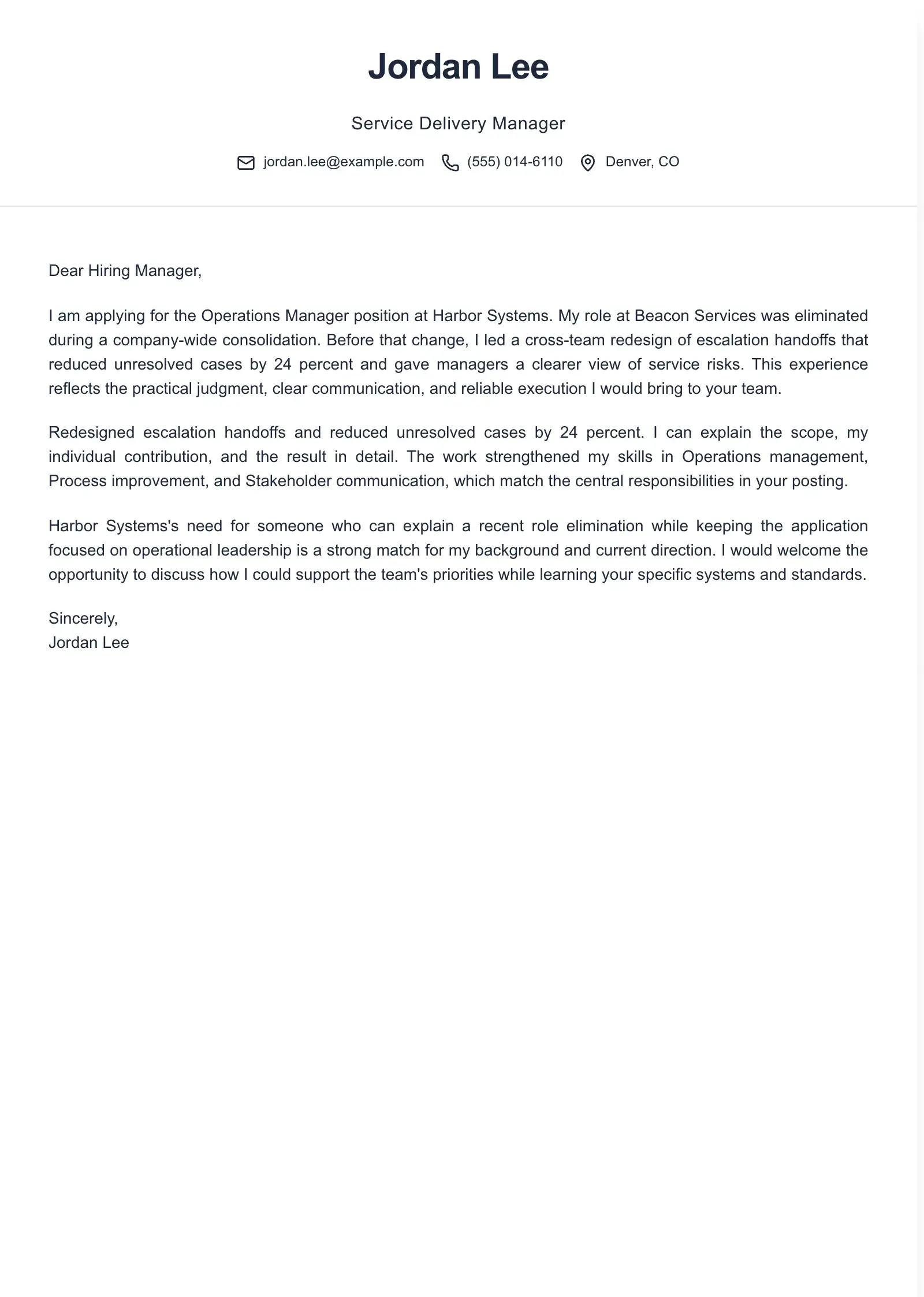 Use this template for an application after a layoff