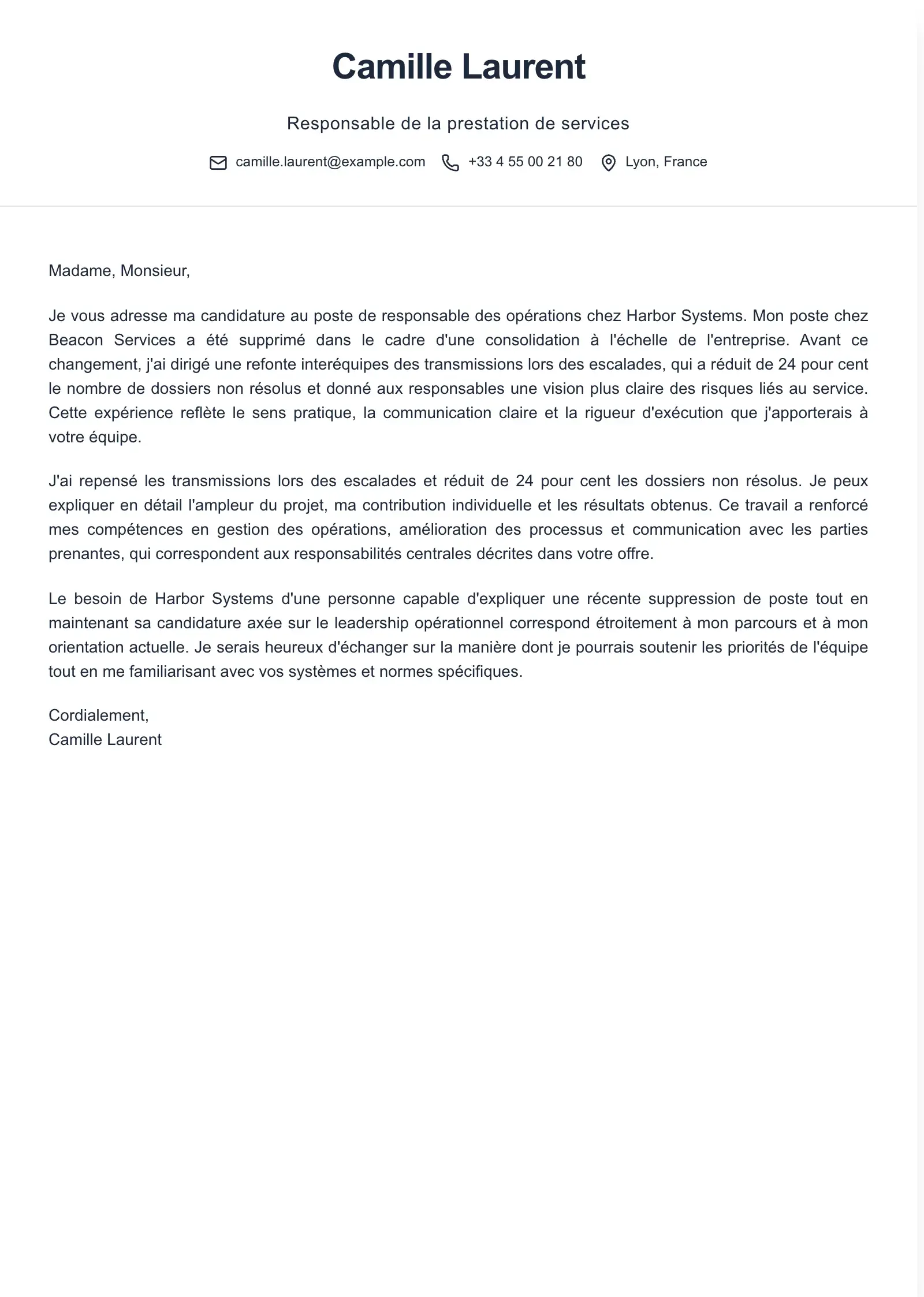 Utilisez ce modèle pour une candidature après un licenciement économique