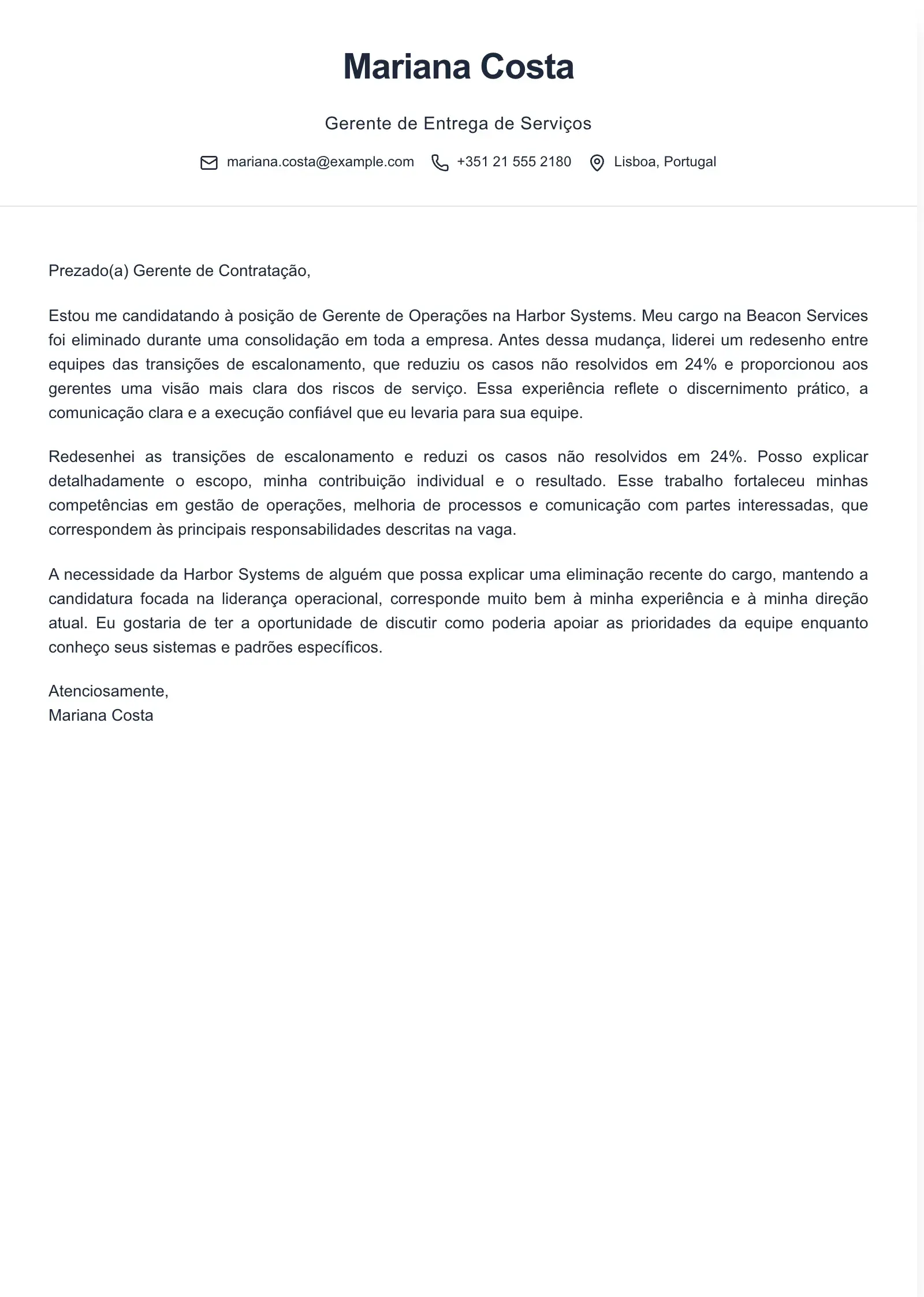 Use este modelo para uma candidatura após uma demissão coletiva