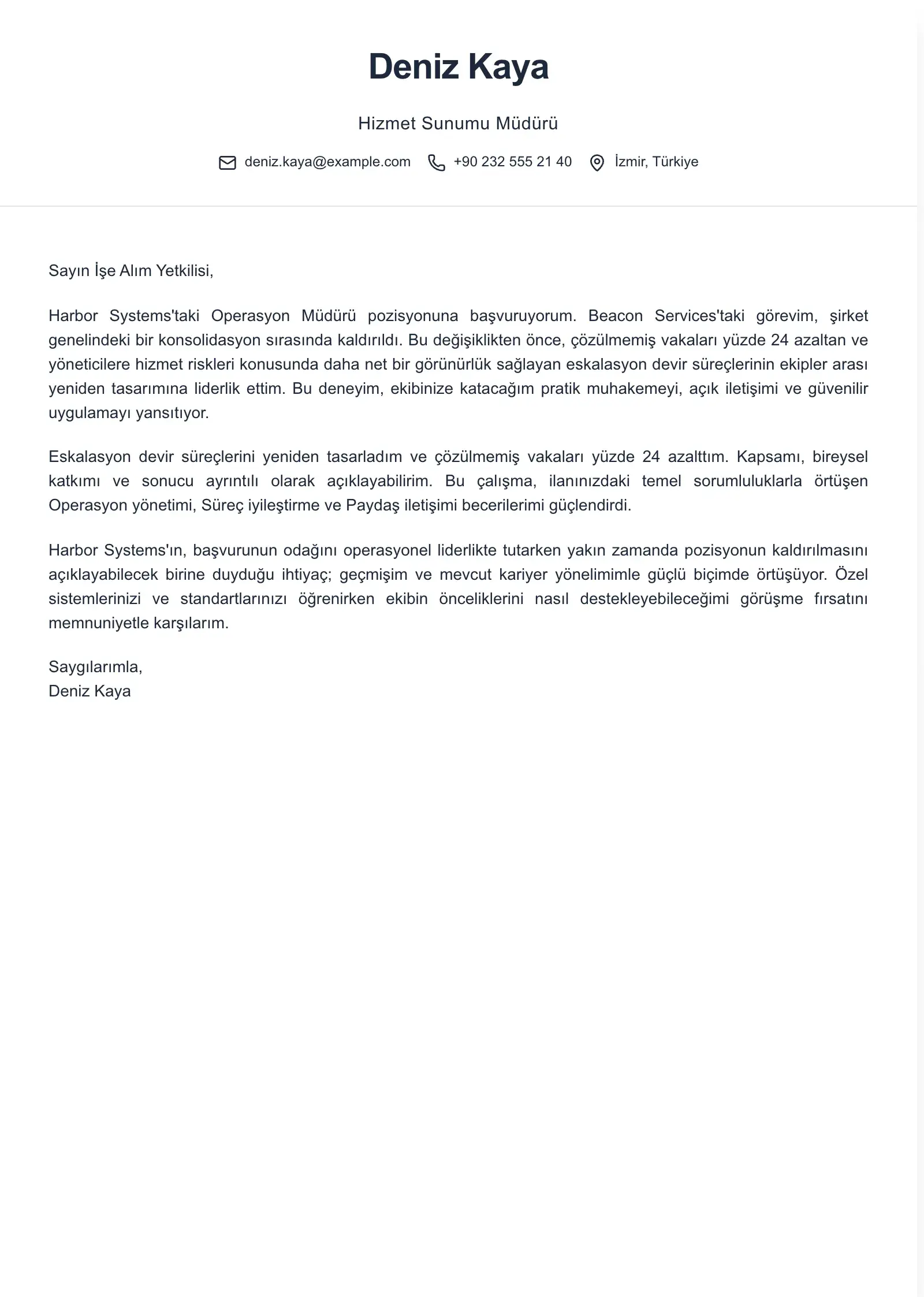 İşten çıkarılma sonrası başvuru için bu şablonu kullanın