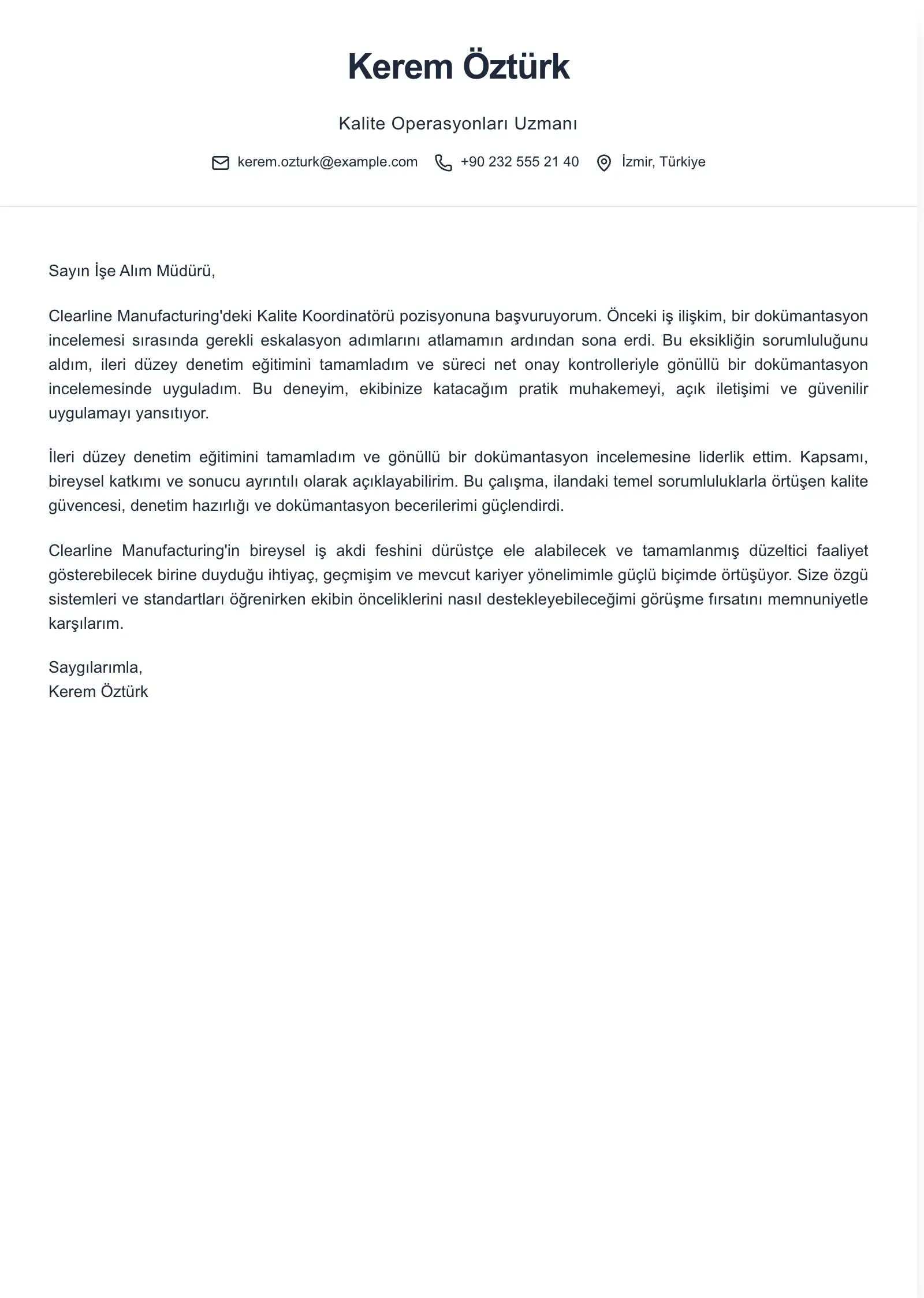 İşten çıkarılma sonrası başvuru için bu şablonu kullanın
