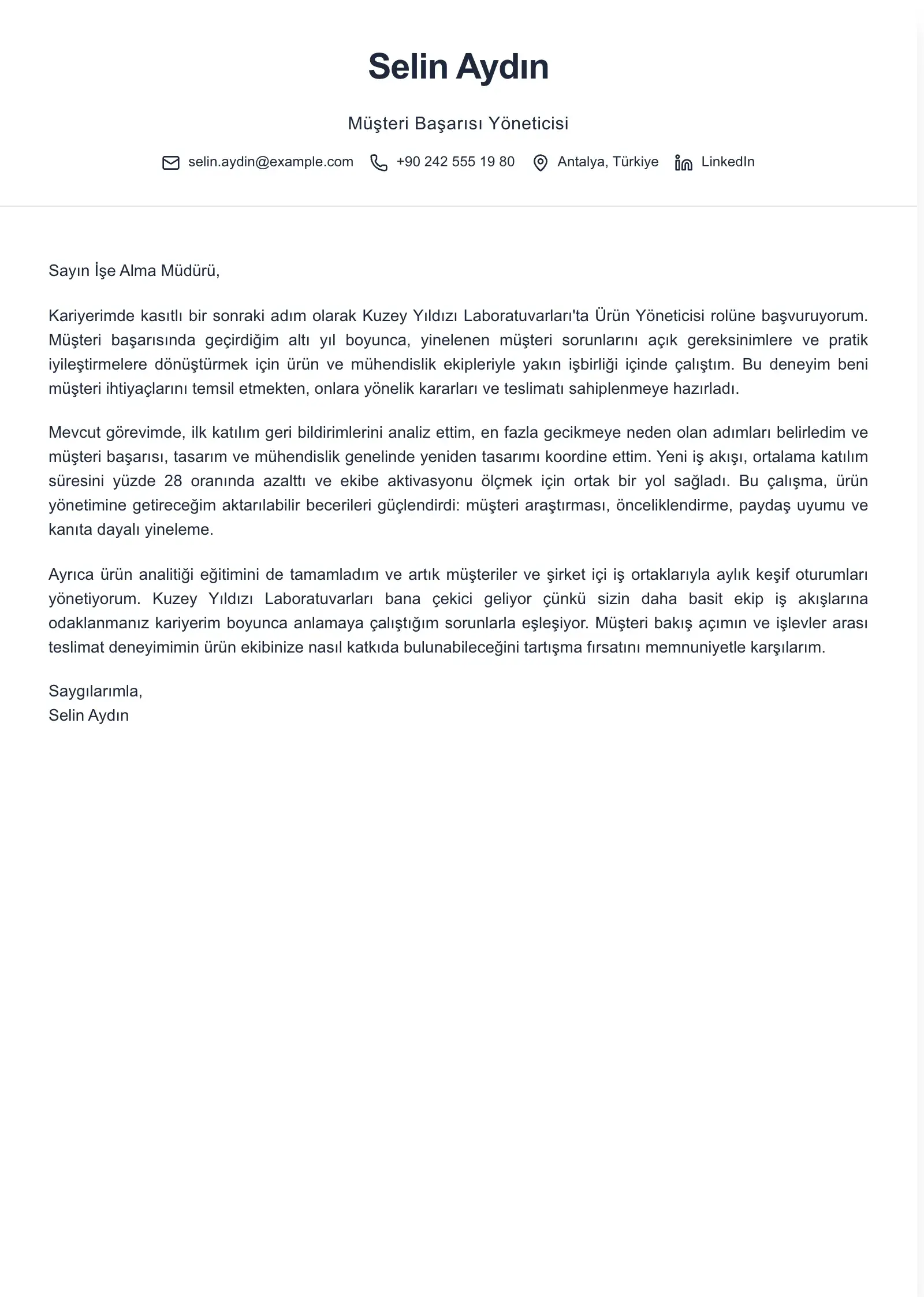 Kariyer değişikliği için bu ön yazı şablonunu kullanın