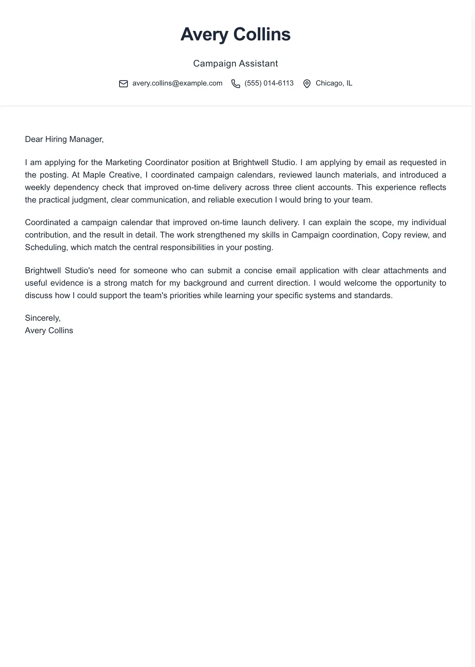 Use this template for an email application
