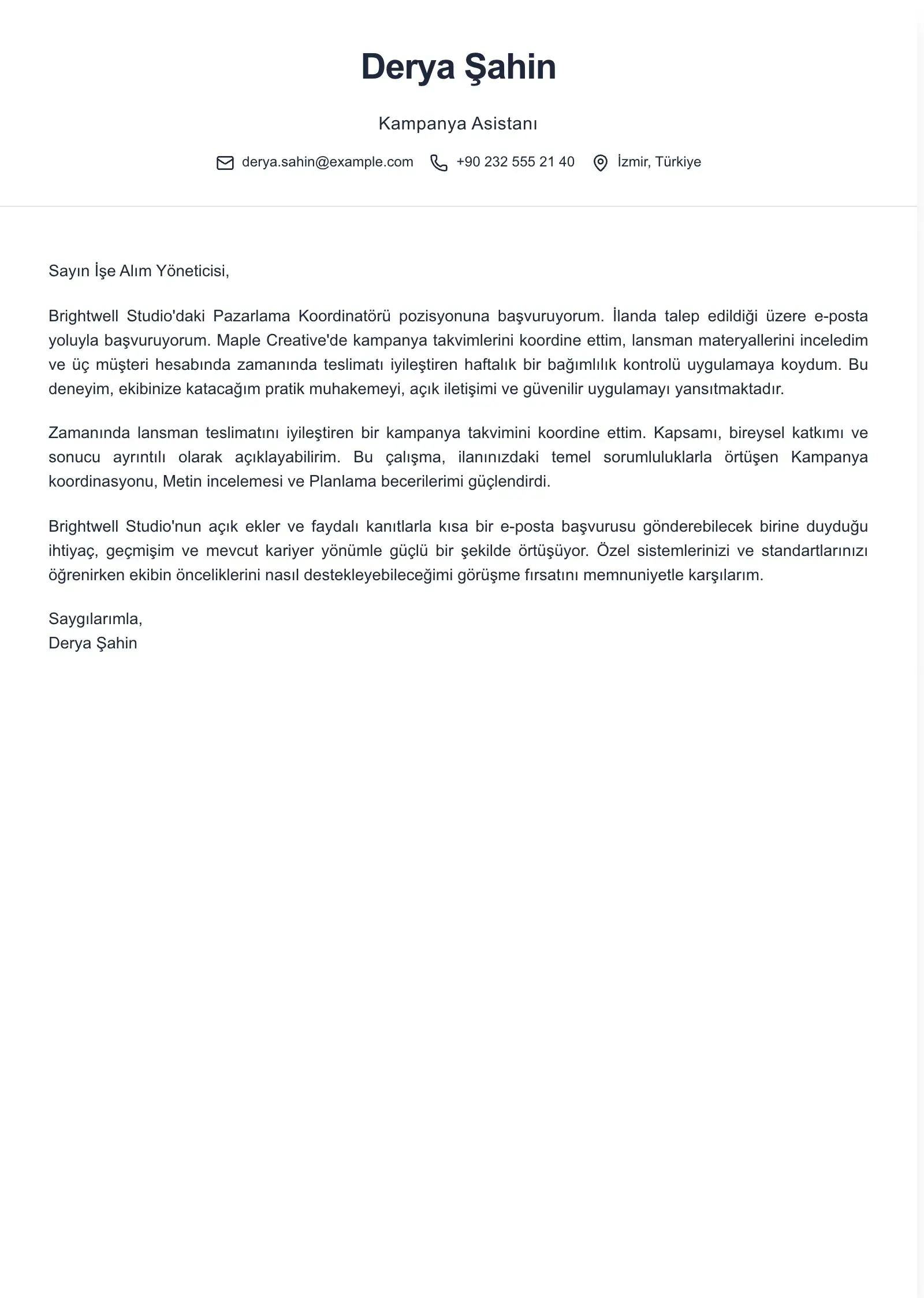 Bu şablonu e-posta başvurusu için kullanın
