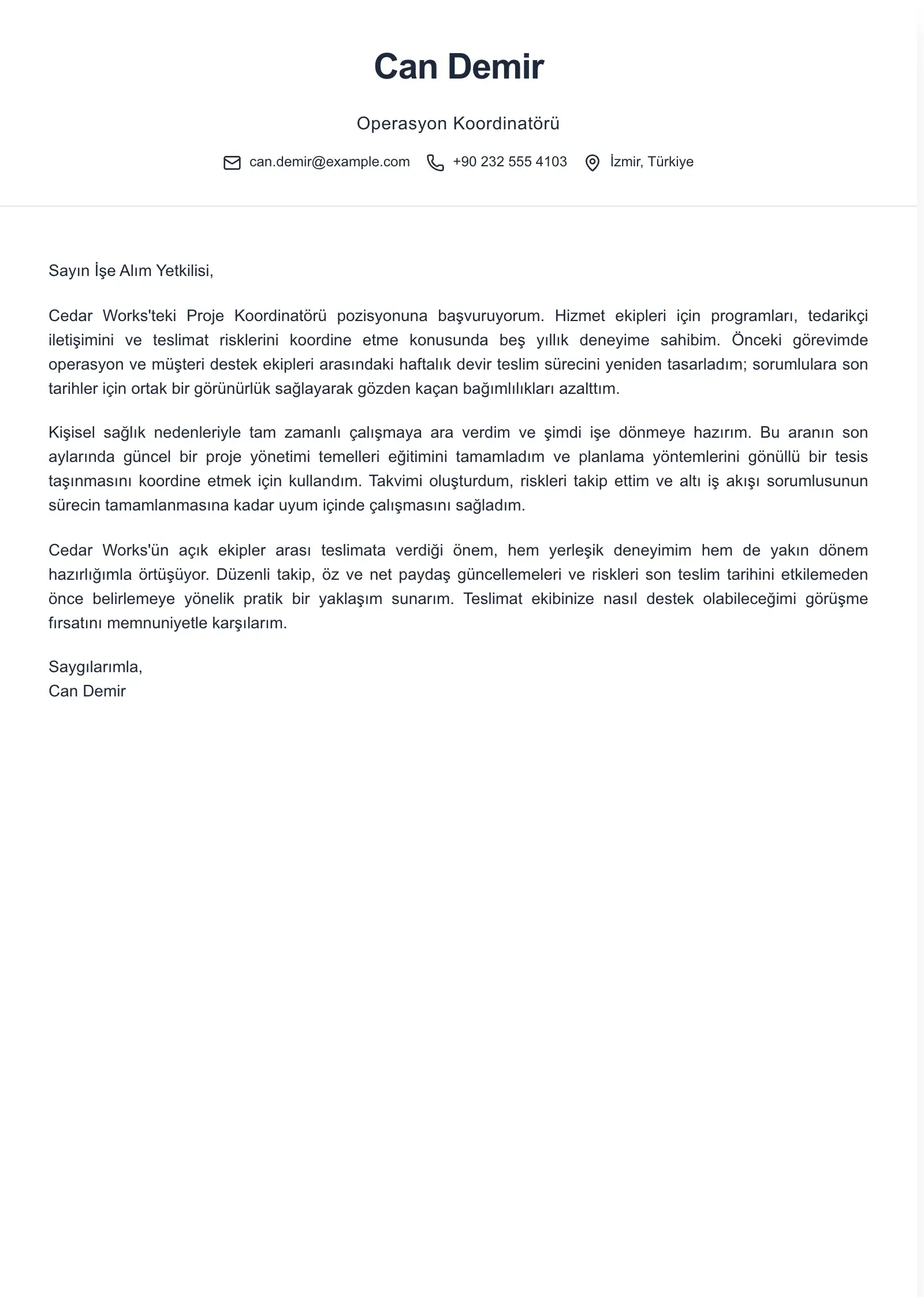 İstihdam arasını açıklamak için bu şablonu kullanın