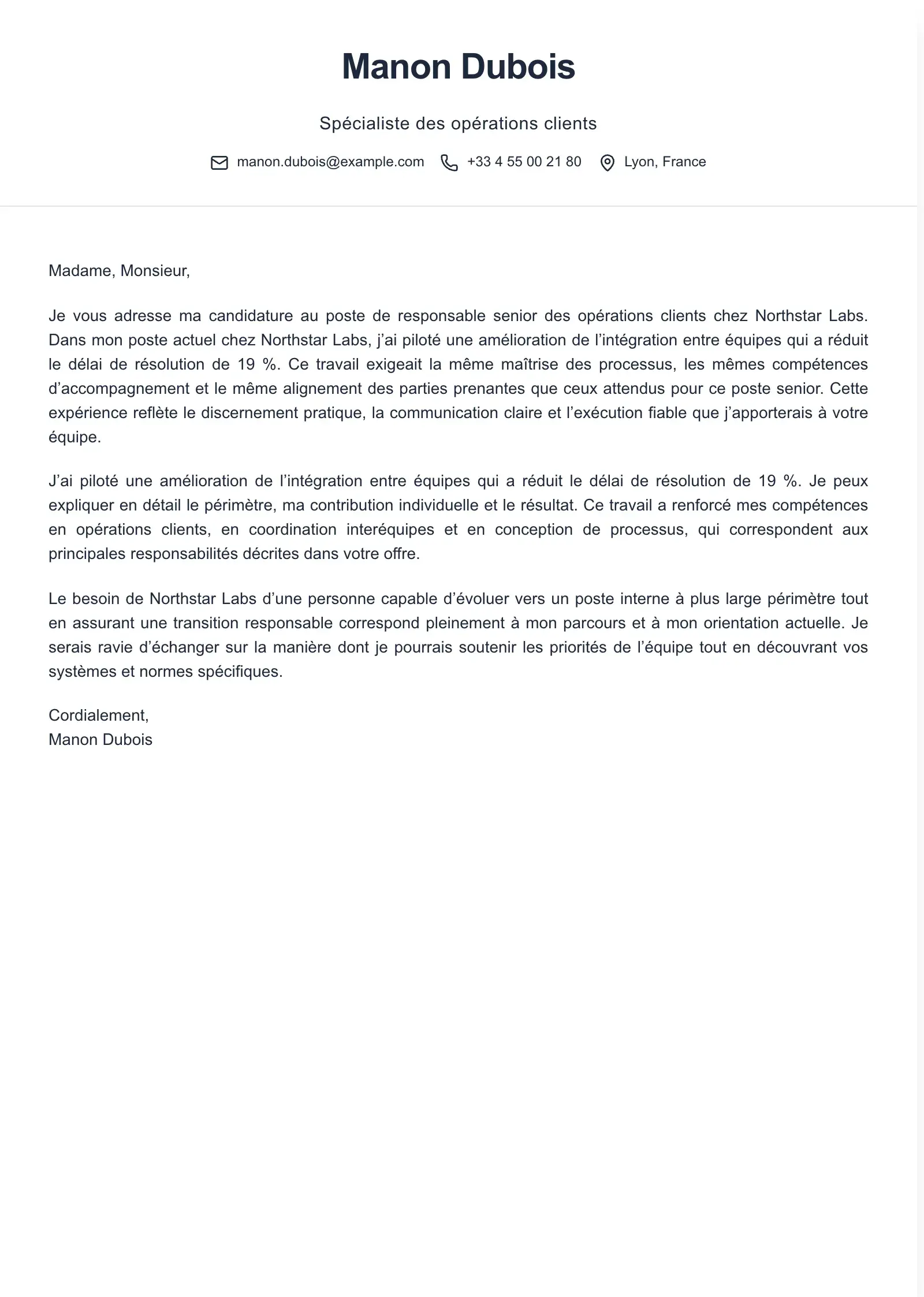 Utilisez ce modèle pour une candidature interne