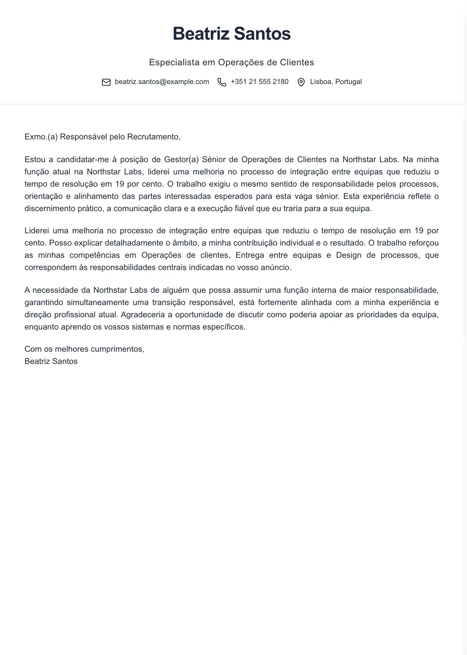 Use este modelo para uma candidatura interna