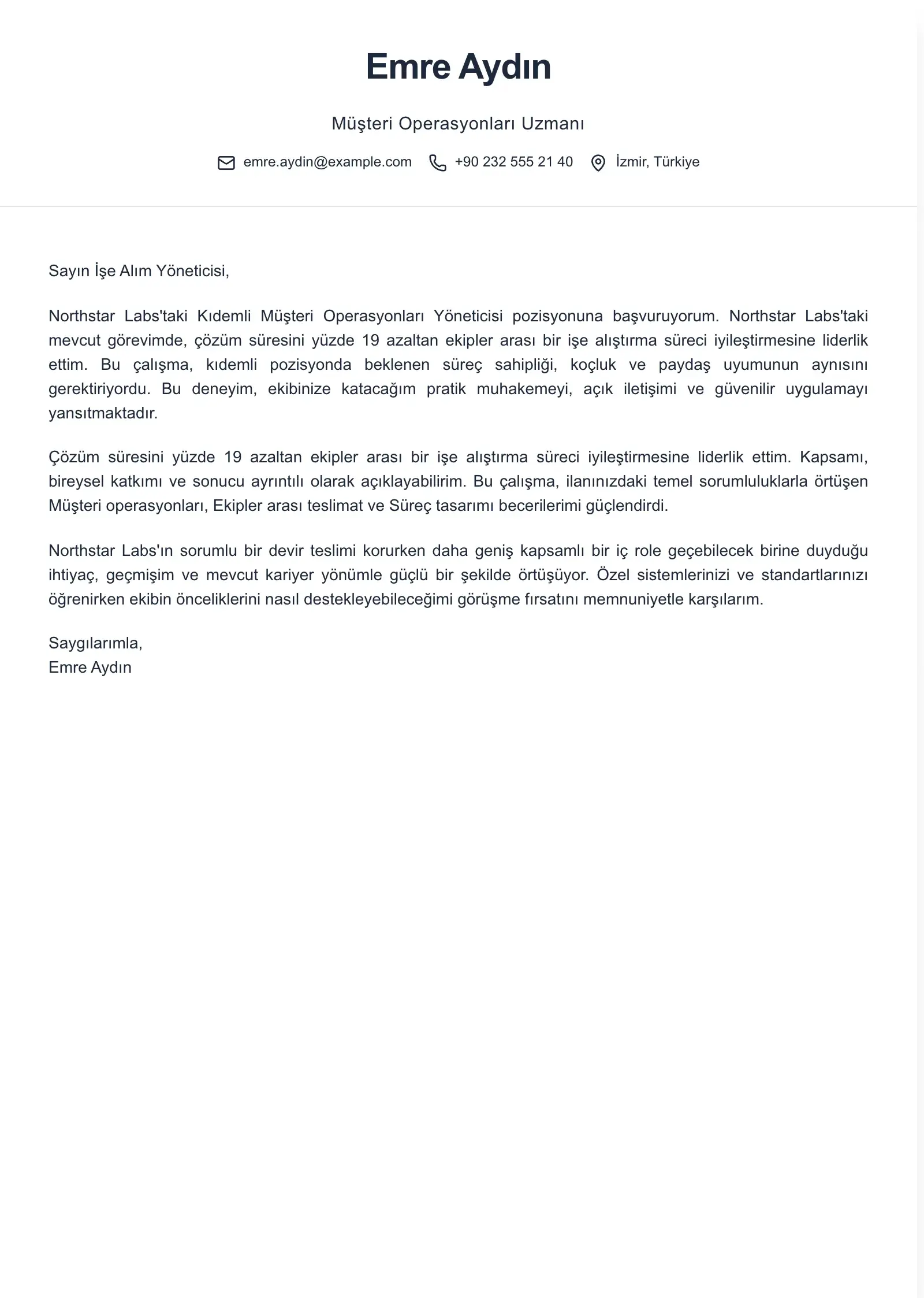 İç başvurunuz için bu şablonu kullanın