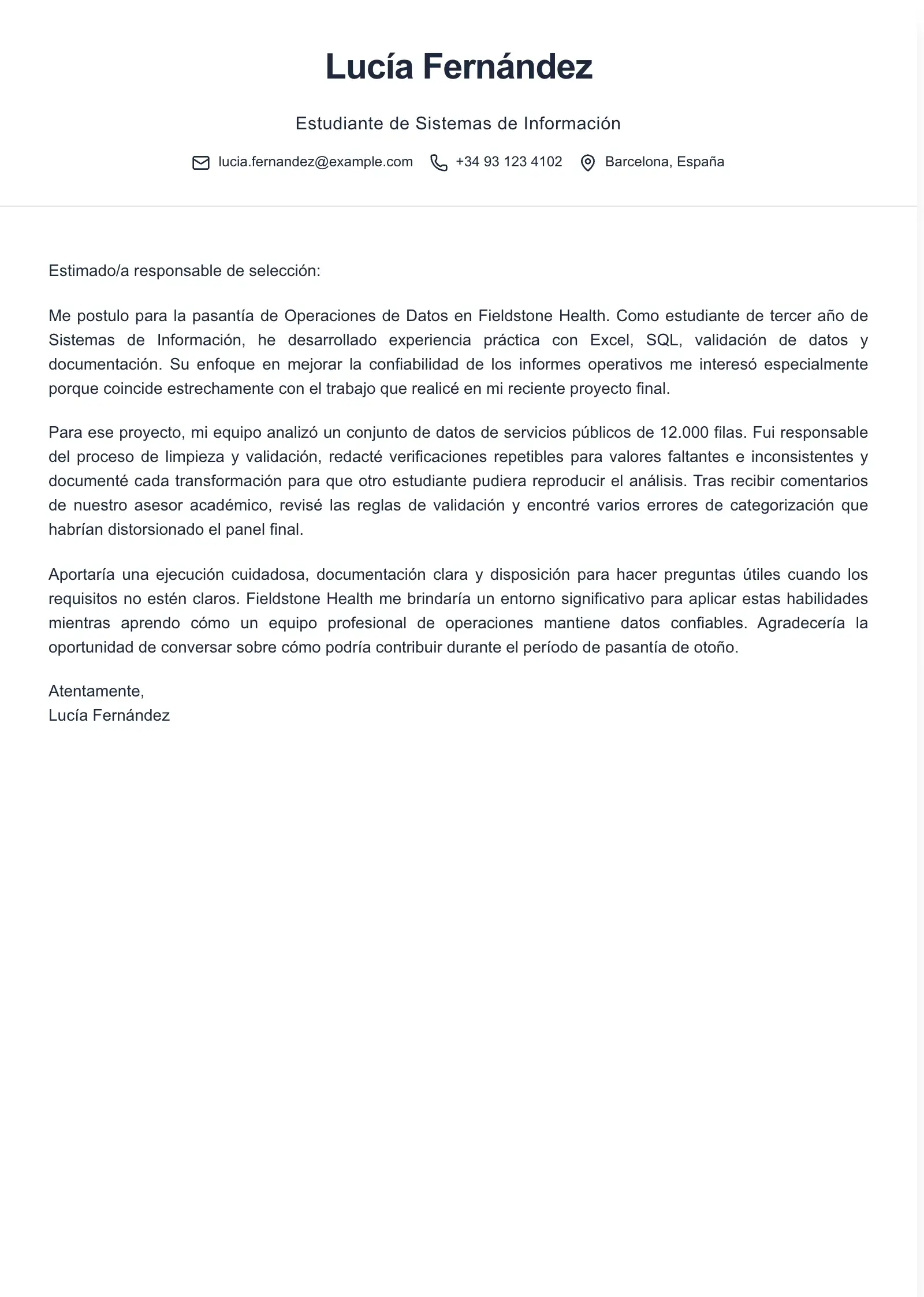 Utiliza esta plantilla para una solicitud de prácticas