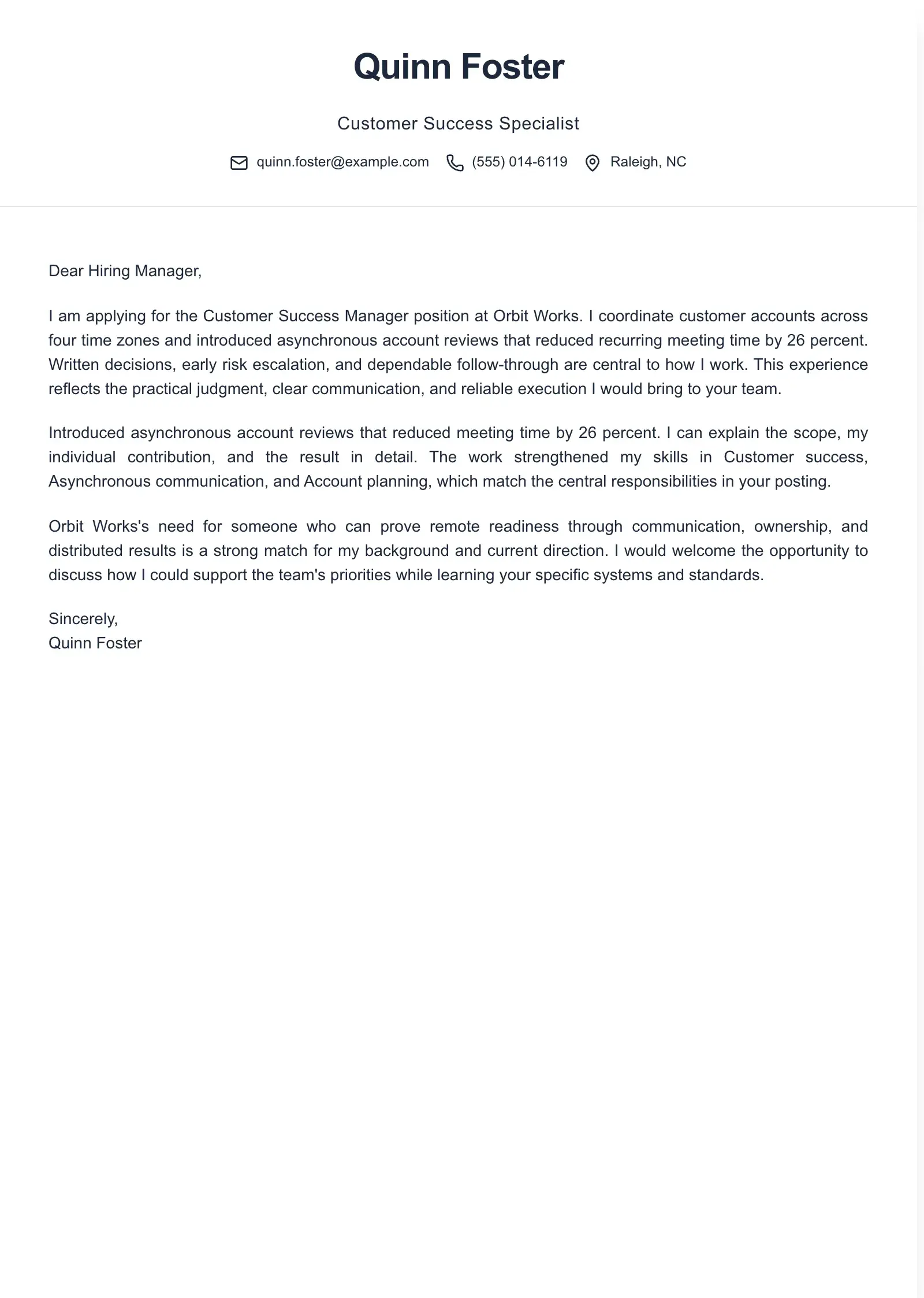 Use this template for a remote-job application