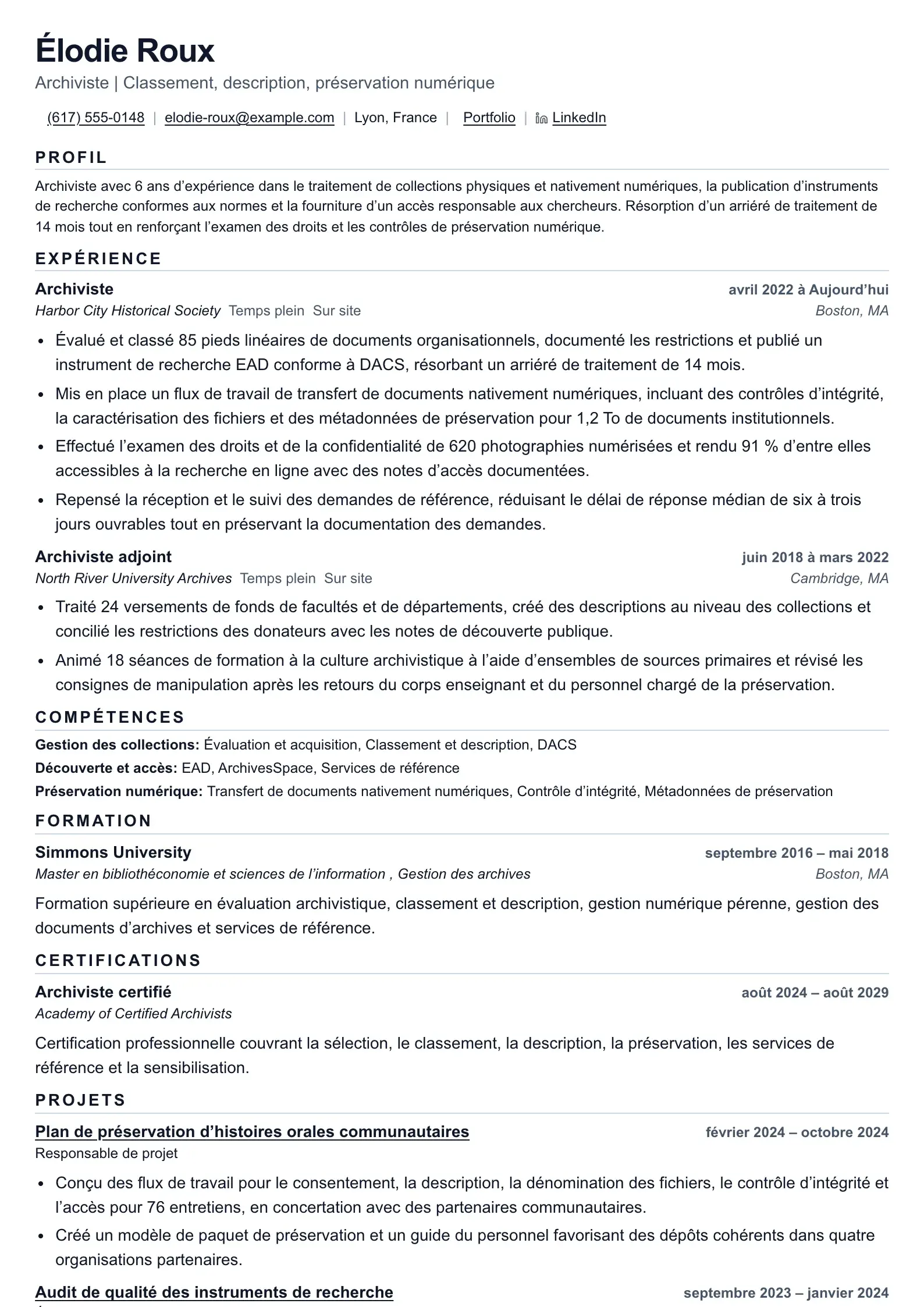 Utilisez ce modèle de CV pour les candidatures d’archiviste