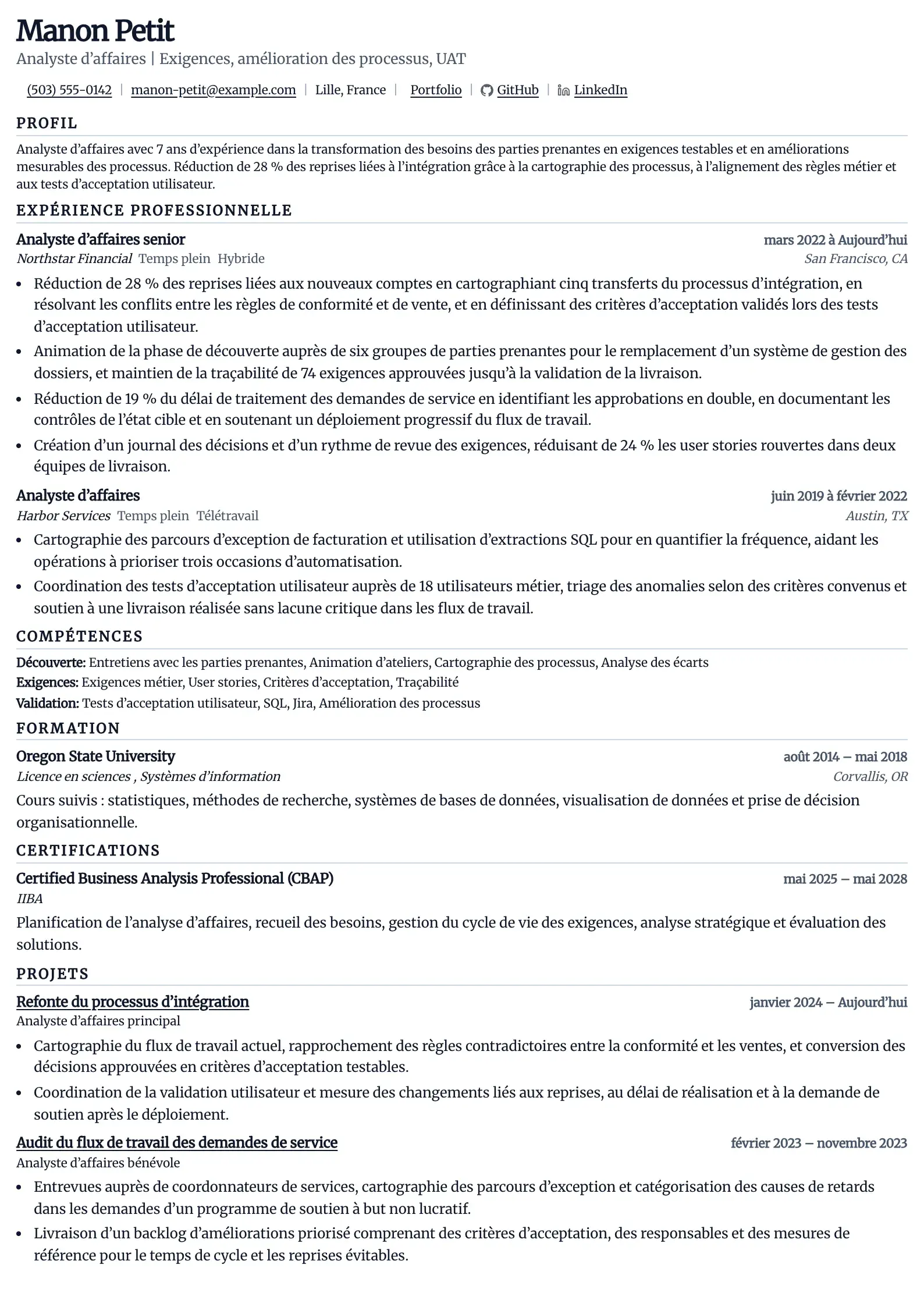 Utilisez ce modèle de CV pour vos candidatures d’analyste métier