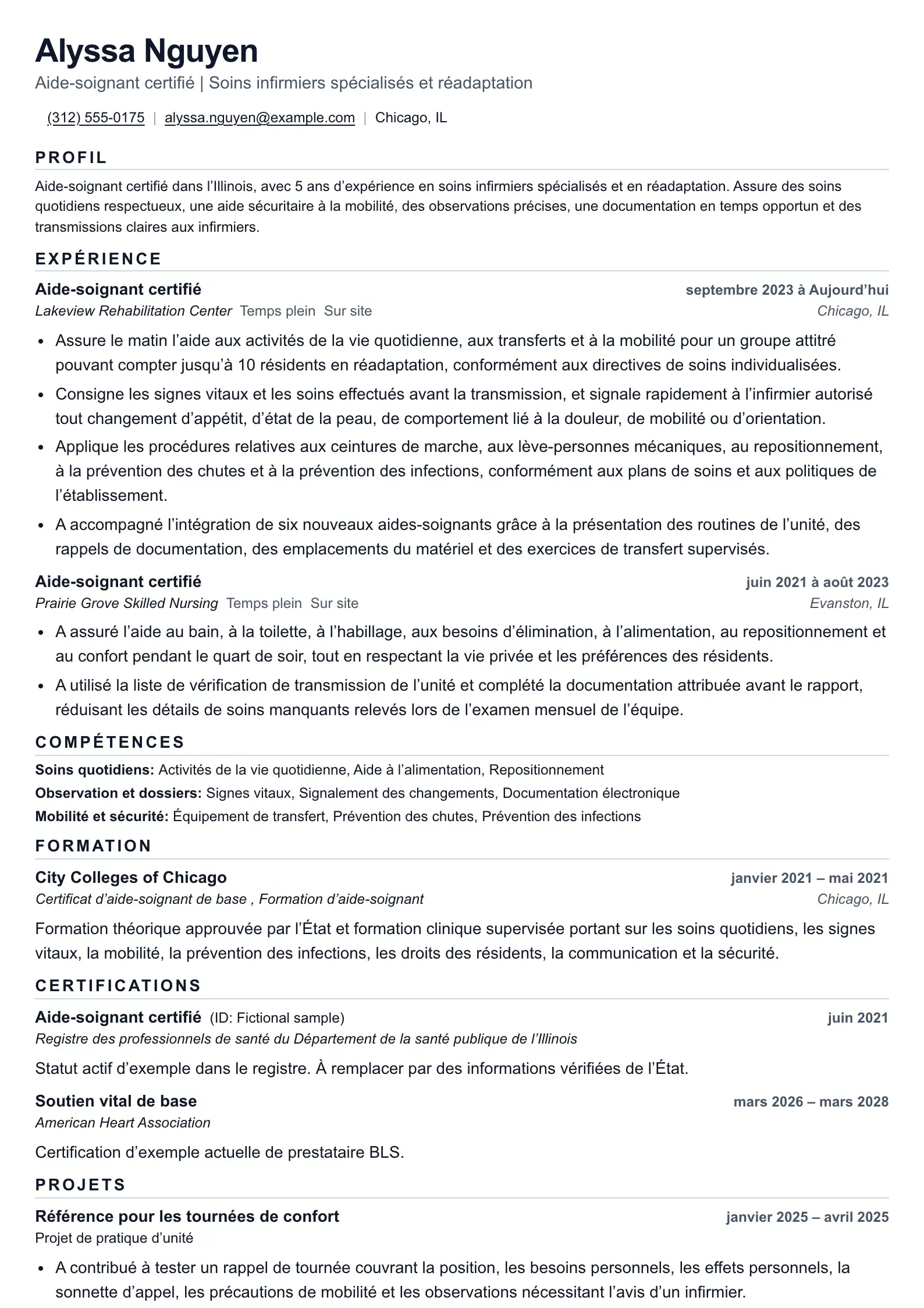 Utilisez ce modèle de CV pour vos candidatures d’aide-soignant(e) certifié(e)