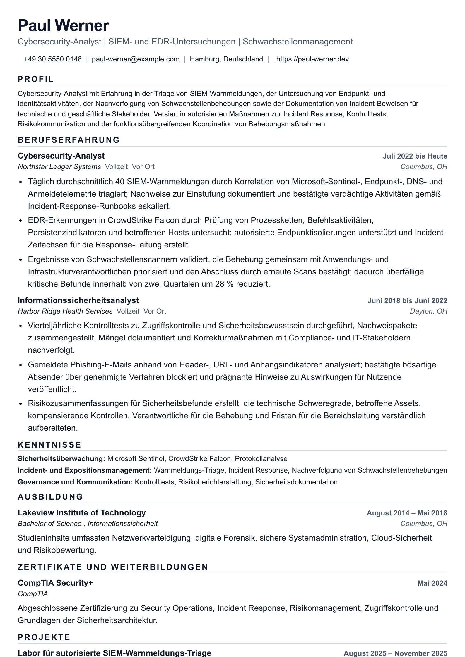 Nachweisstruktur für Cybersecurity-Analysten