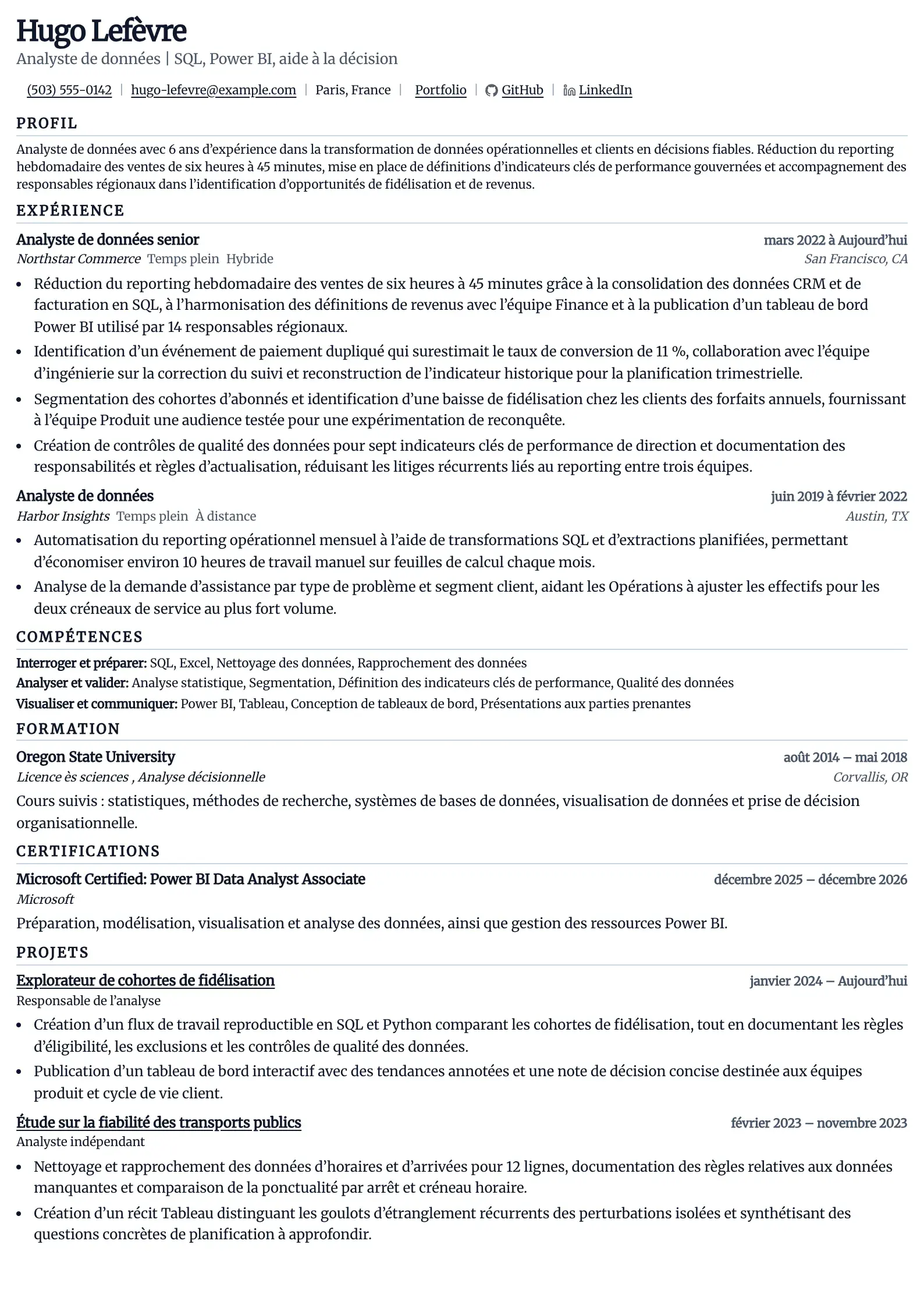 Utilisez ce modèle de CV pour vos candidatures d’analyste de données