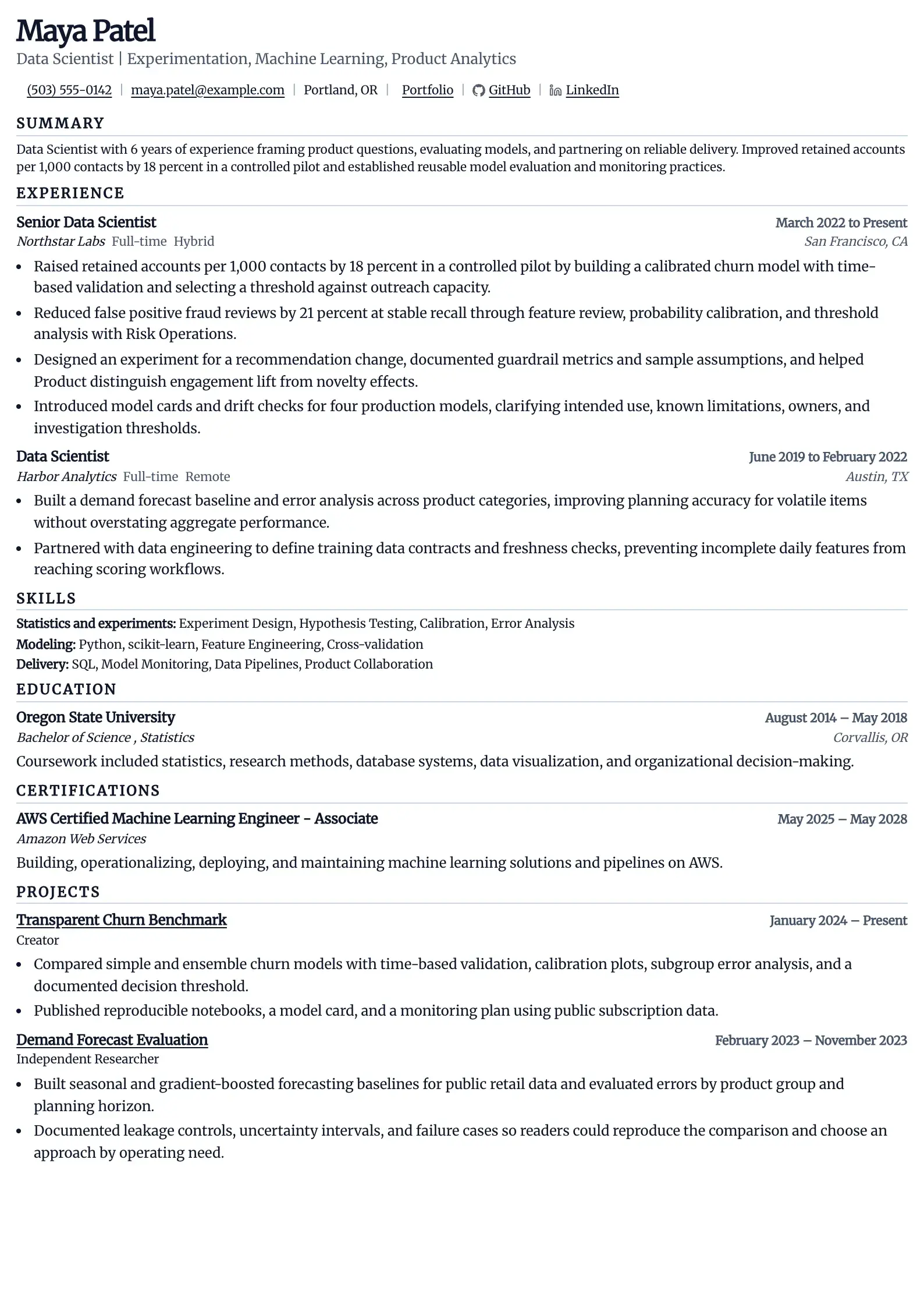 Use this resume template for data scientist applications