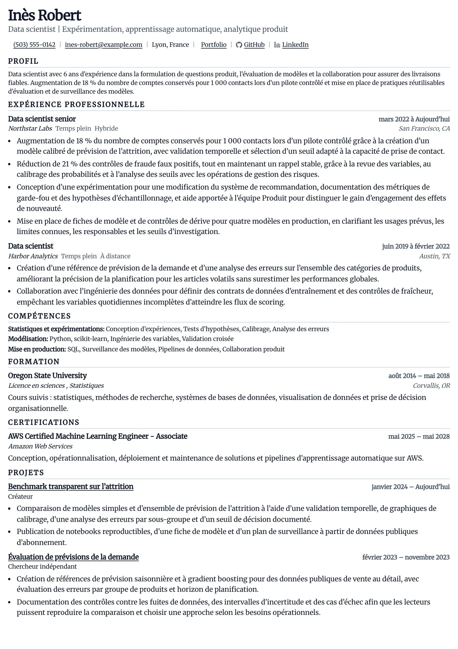 Utilisez ce modèle de CV pour vos candidatures de data scientist