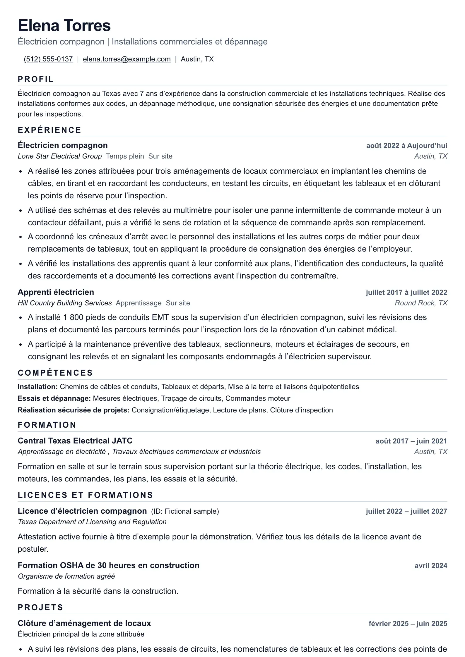 Utilisez ce modèle de CV pour vos candidatures d’électricien