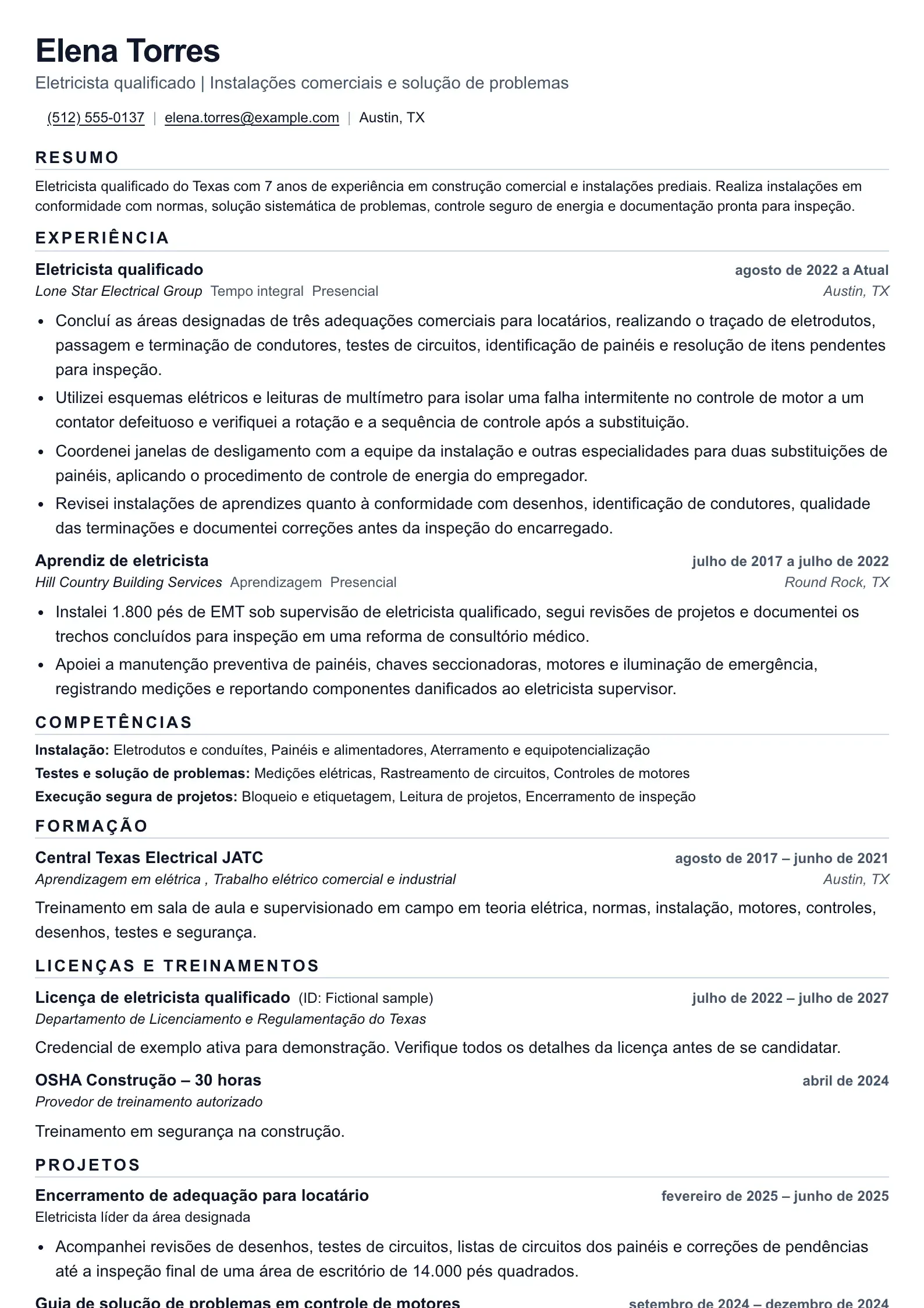 Use este modelo de currículo para candidaturas de eletricista