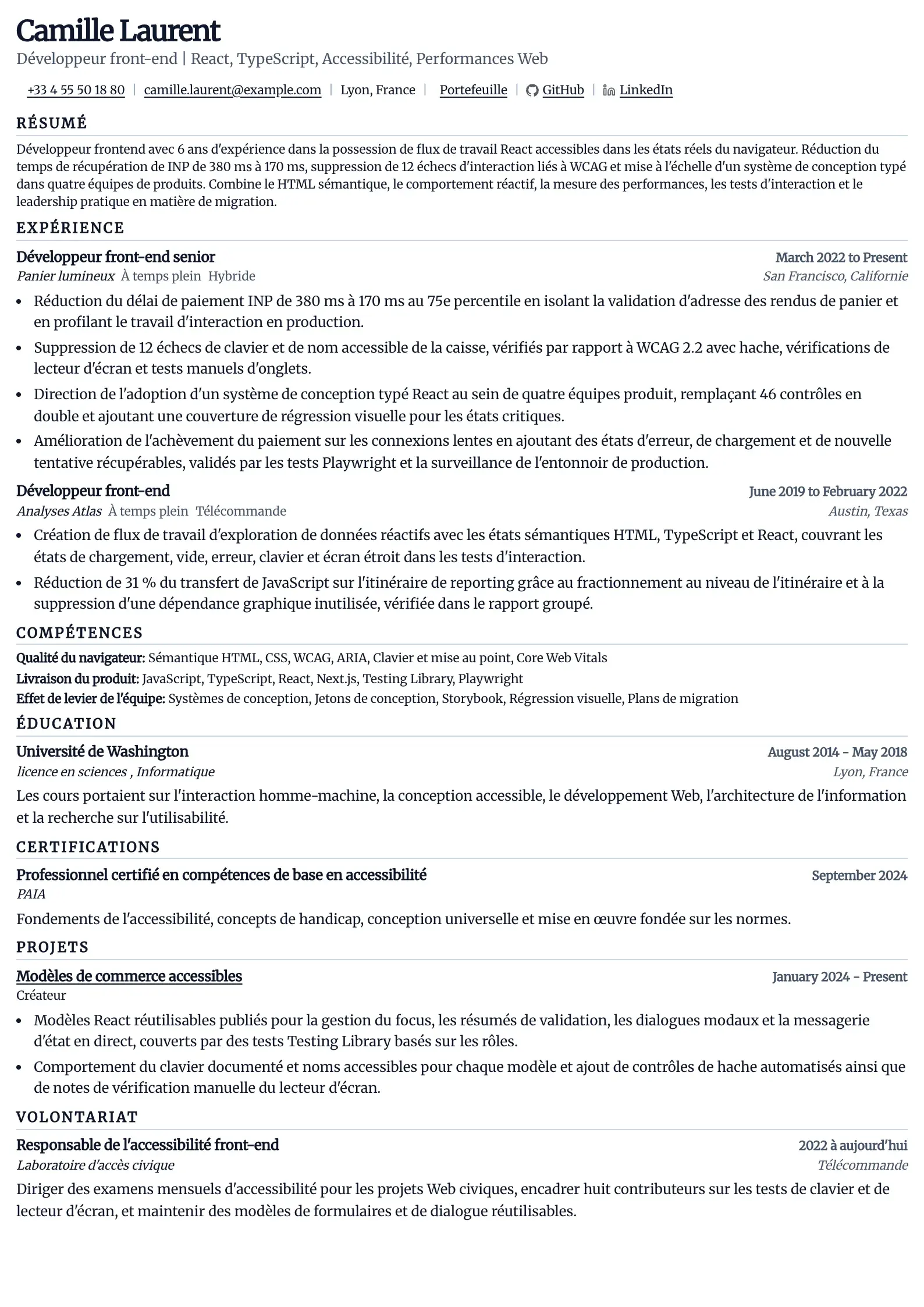 Utilisez ce modèle de CV pour vos candidatures de développeur frontend
