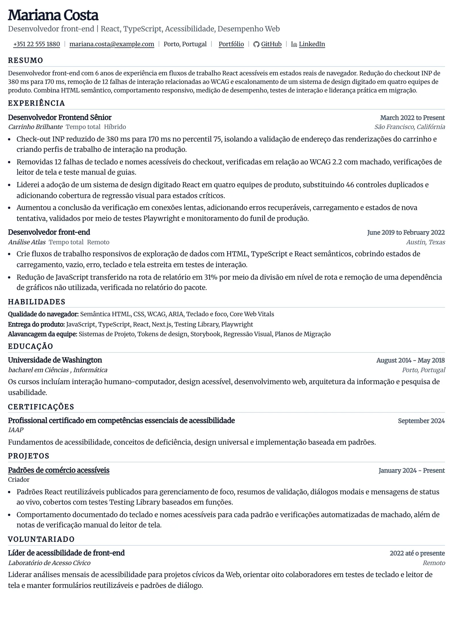 Use este modelo de currículo para candidaturas a desenvolvedor frontend