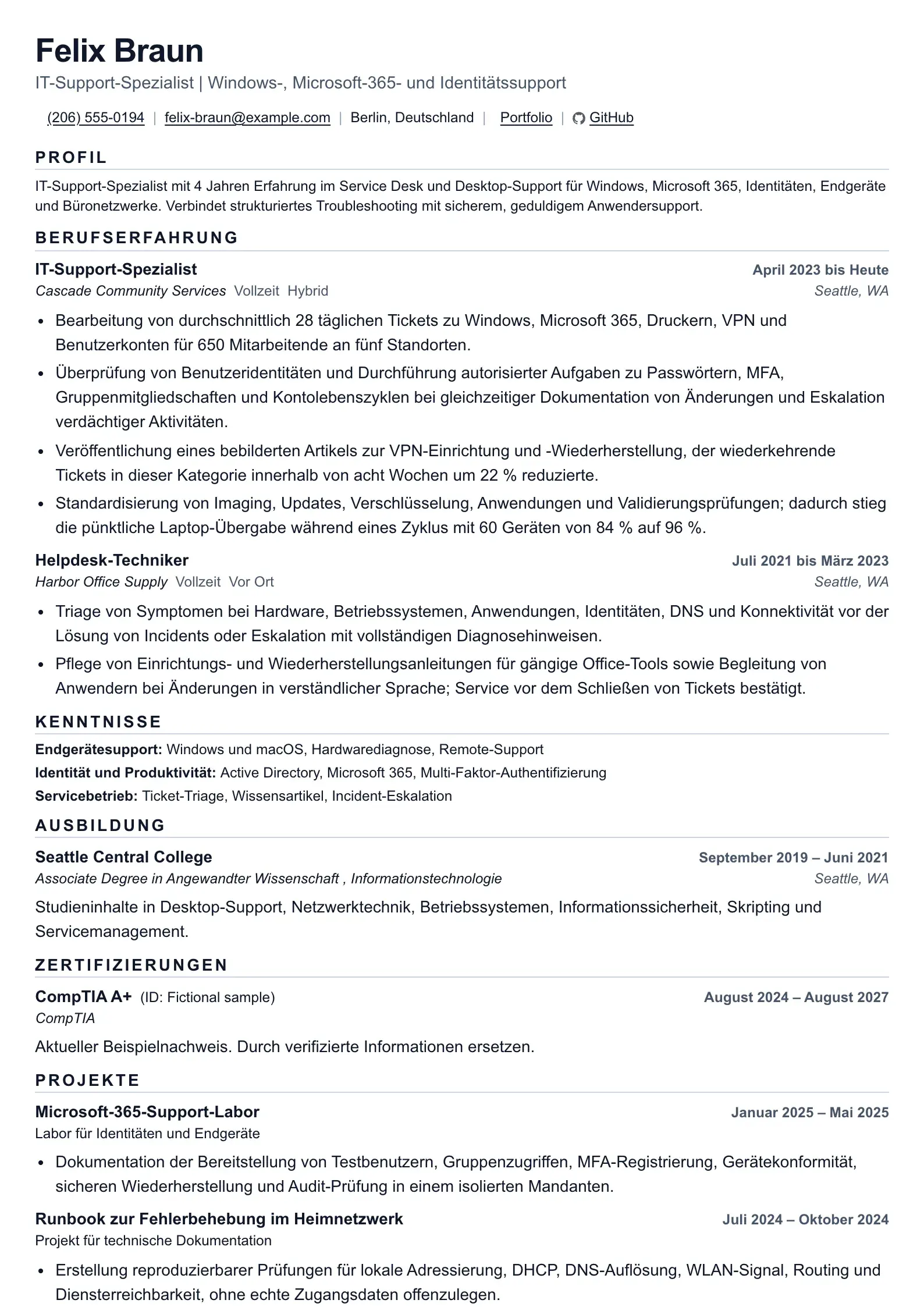 Nutzen Sie diese Lebenslaufvorlage für Help-Desk- und IT-Support-Positionen