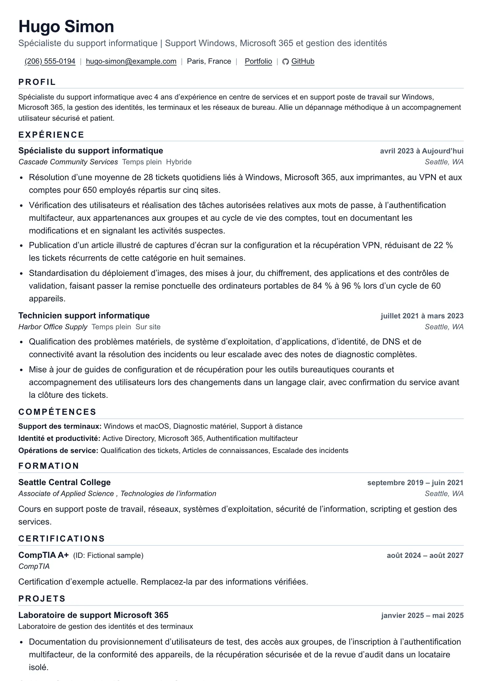 Utilisez ce modèle de CV pour les postes de help desk et de support IT
