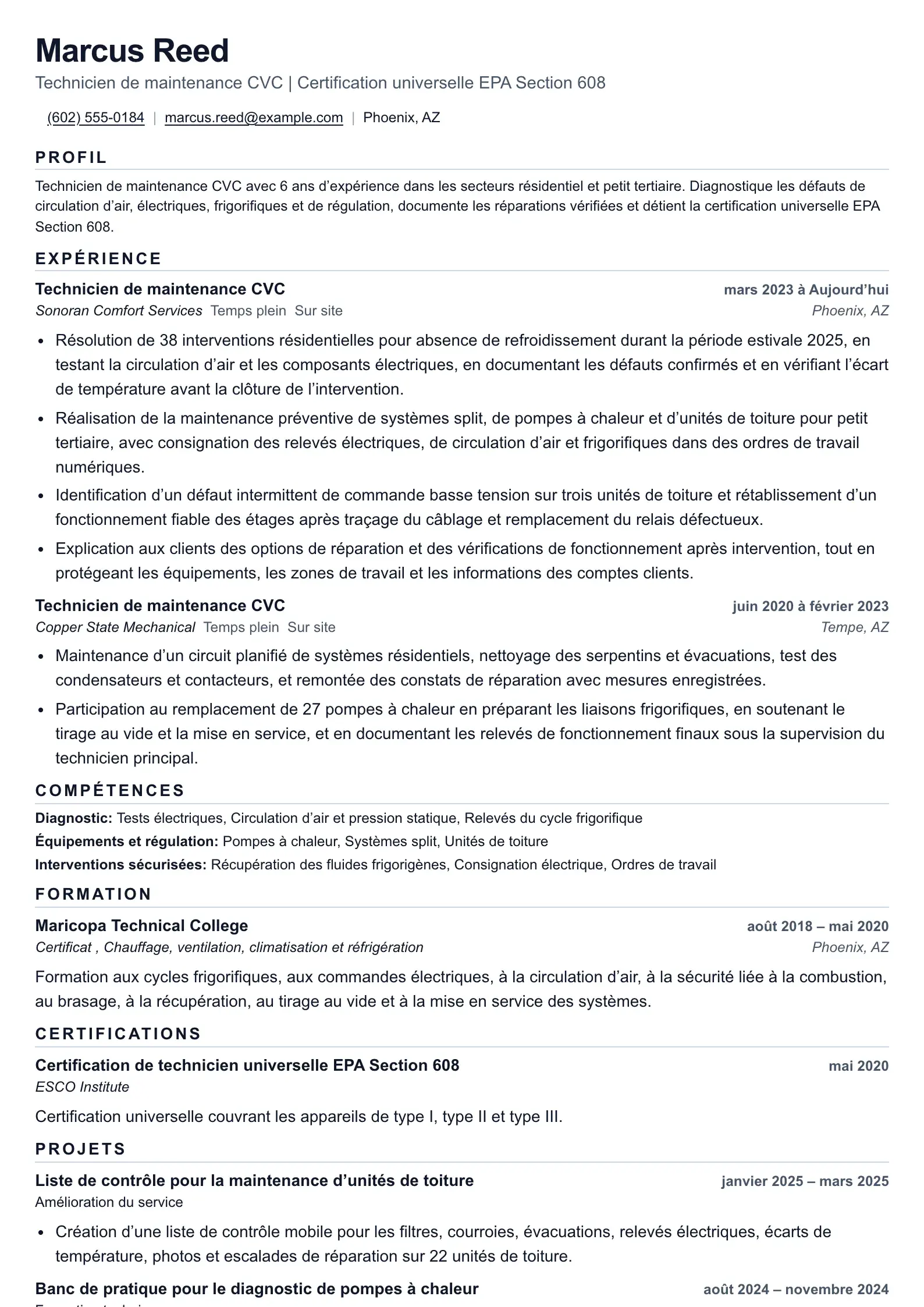 Utilisez ce modèle de CV pour vos candidatures de technicien CVC