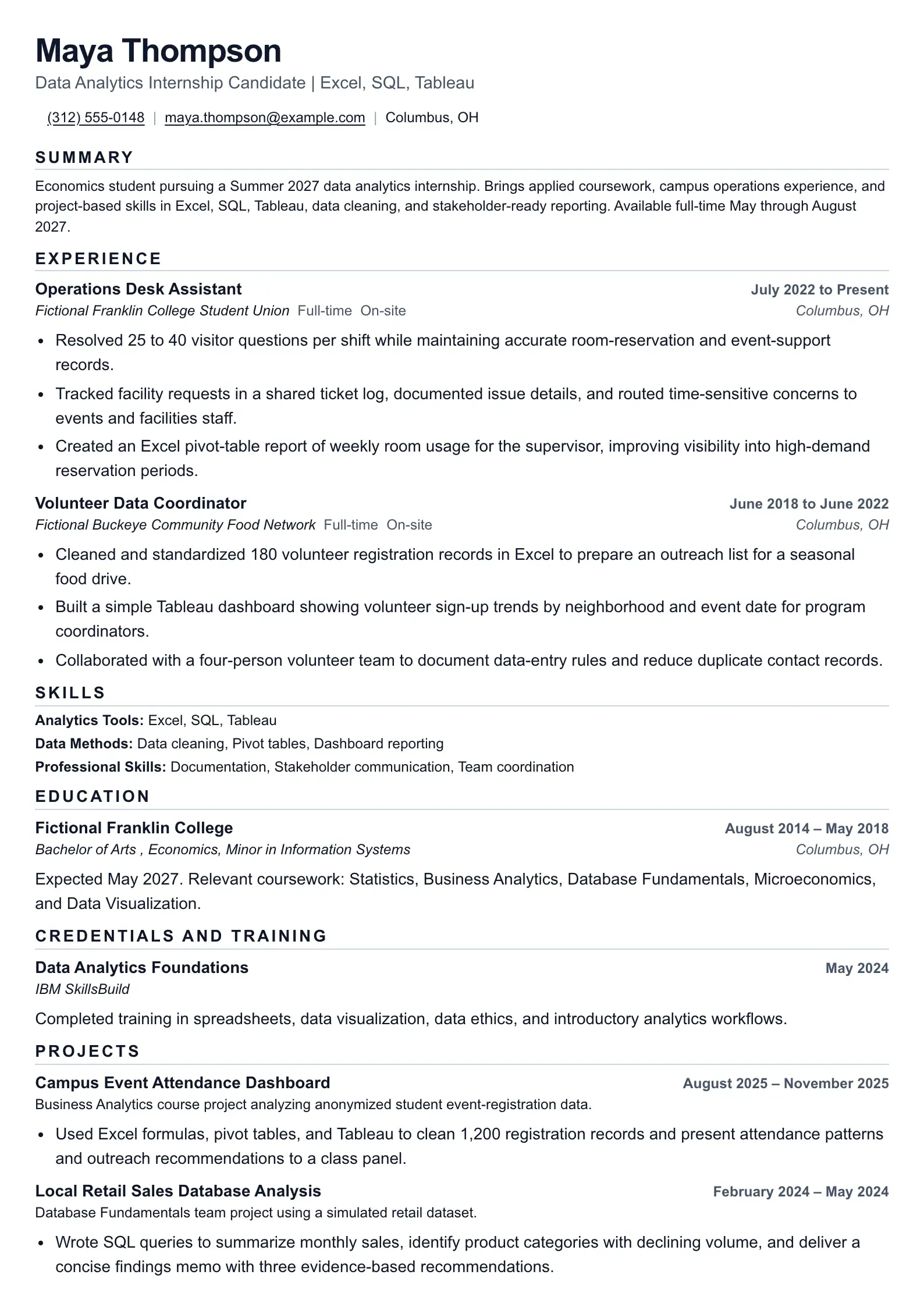 Atlas internship resume