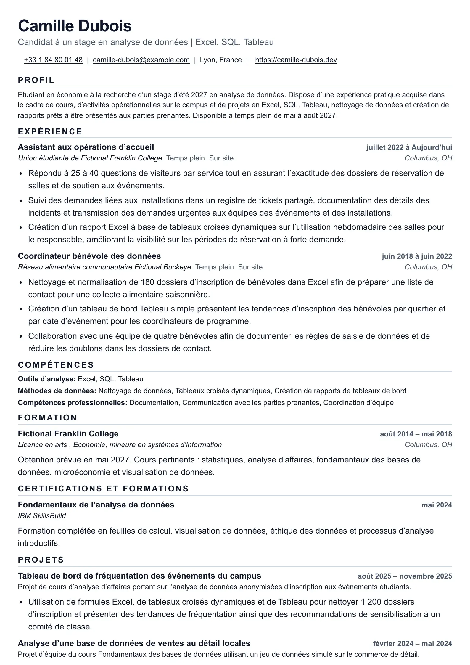 CV de stage Atlas