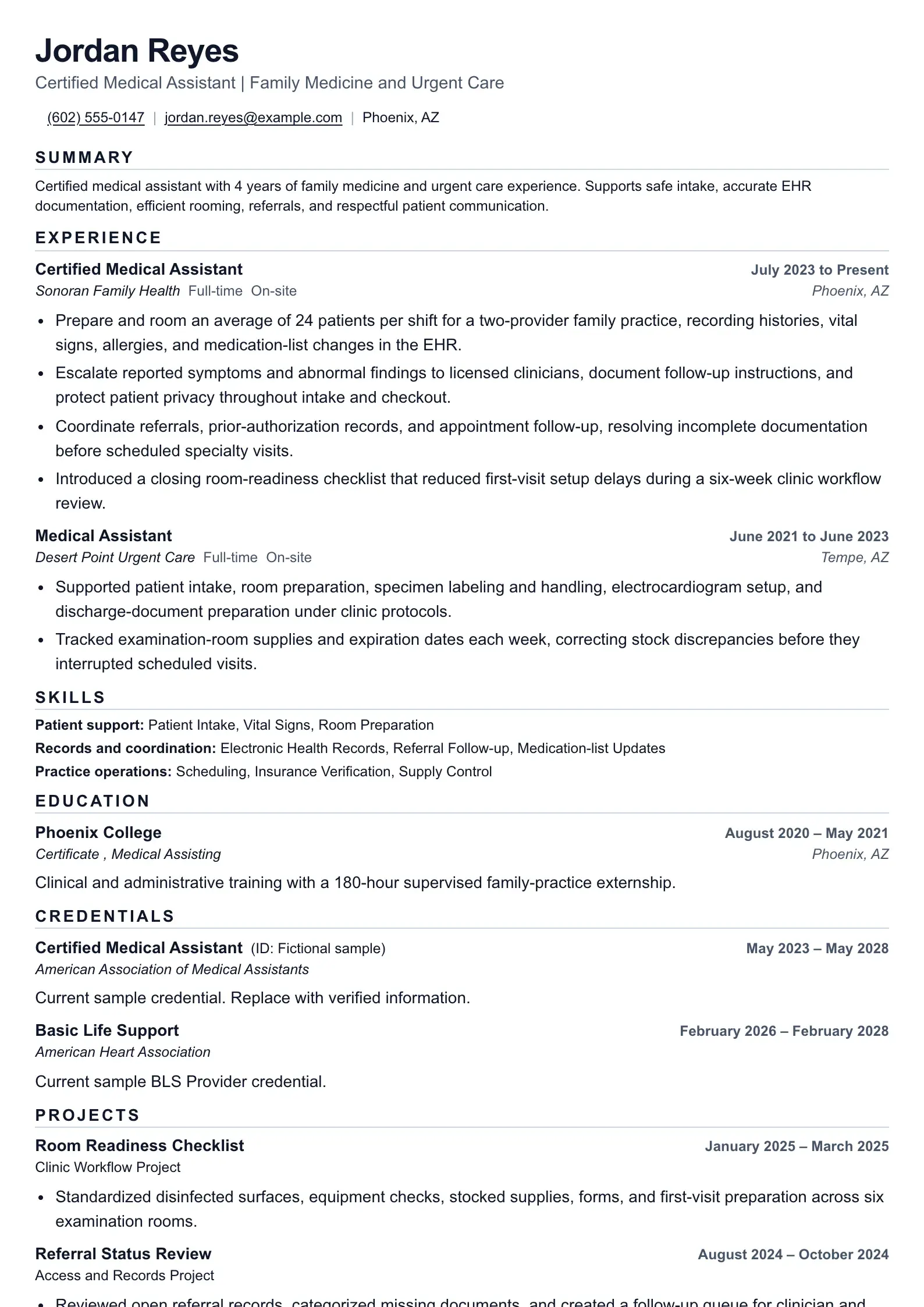Use this resume template for medical assistant applications