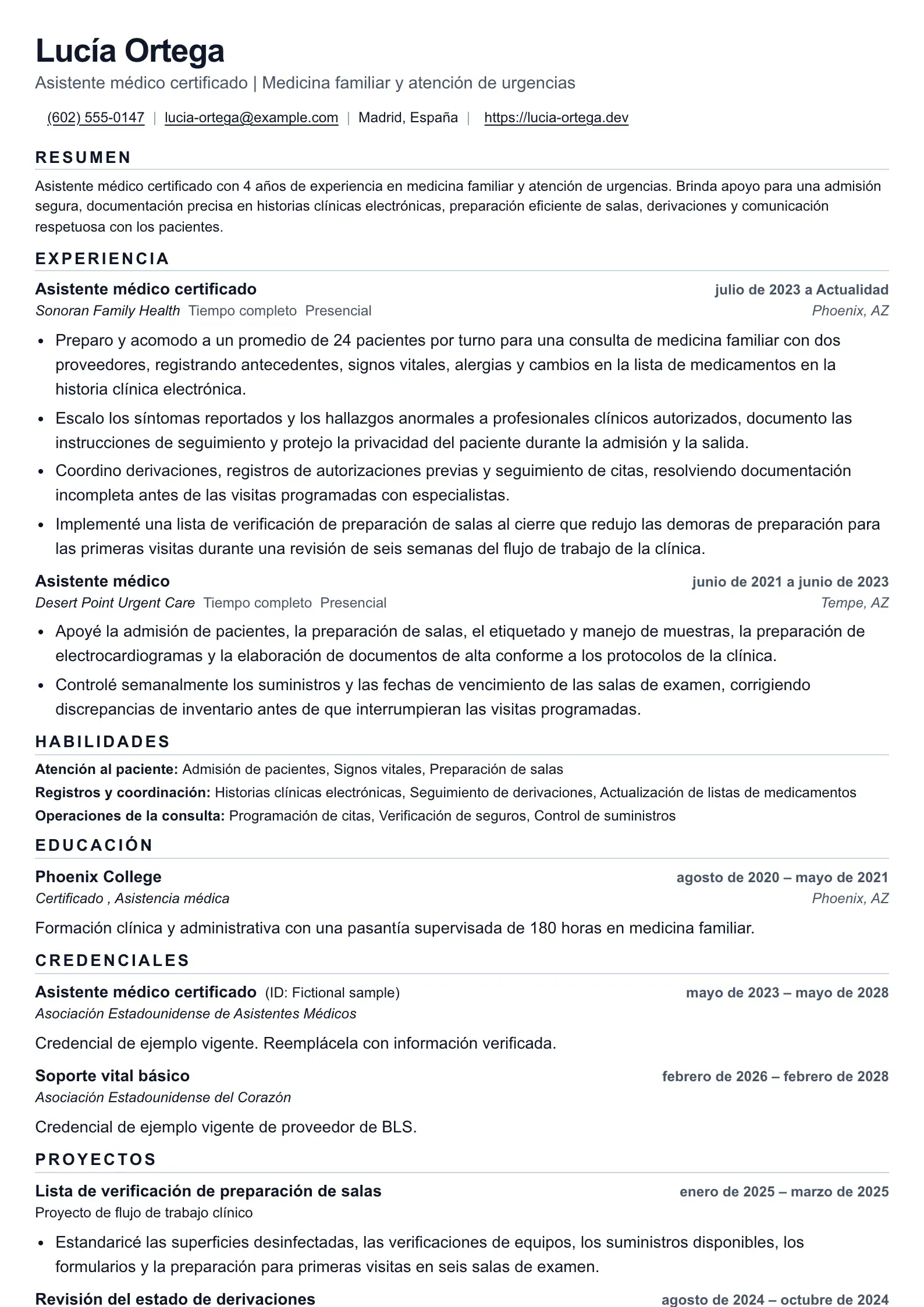 Use esta plantilla de currículum para postulaciones de asistente médico