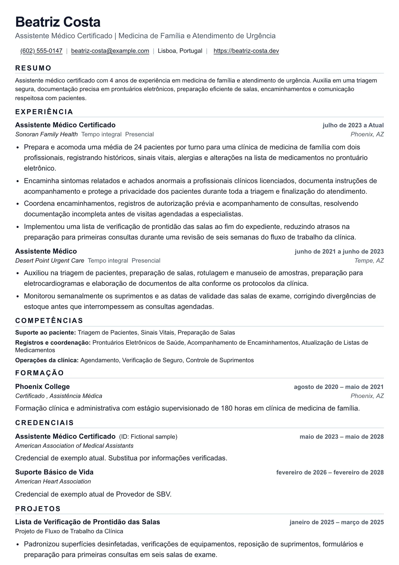 Use este modelo de currículo para candidaturas de assistente médico