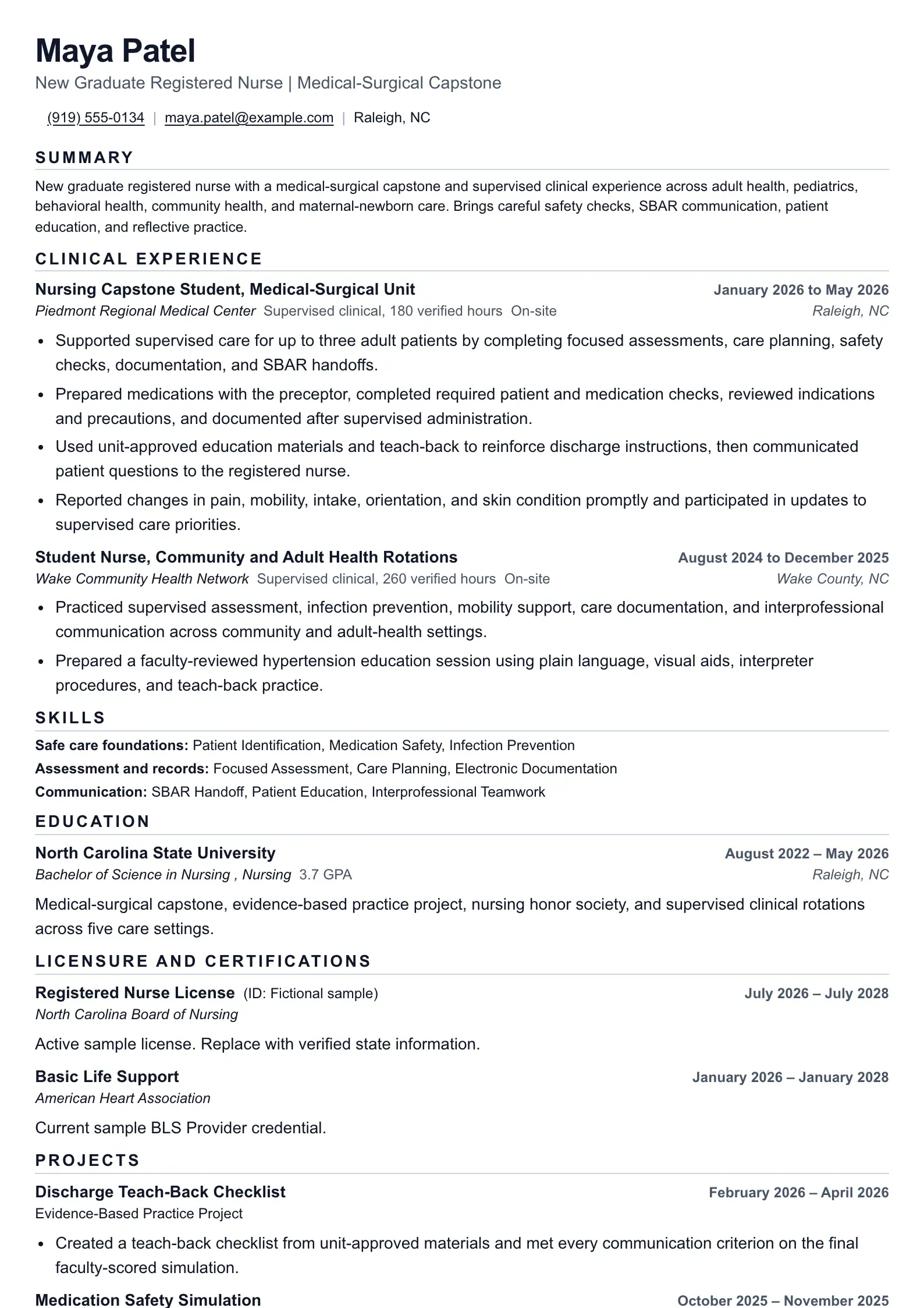 Use this resume template for new graduate nurse applications