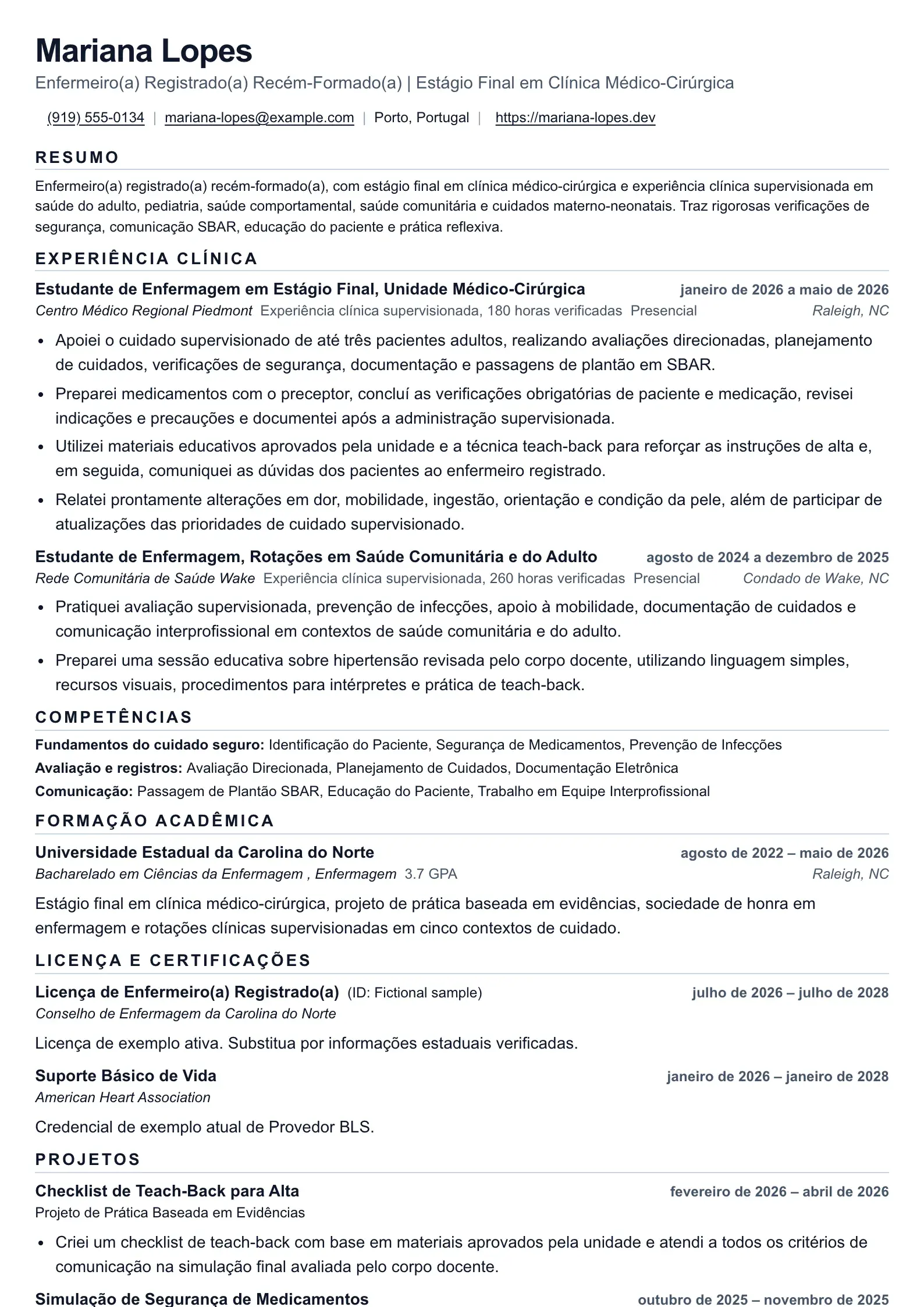 Use este modelo de currículo para candidaturas de enfermeiro recém-formado
