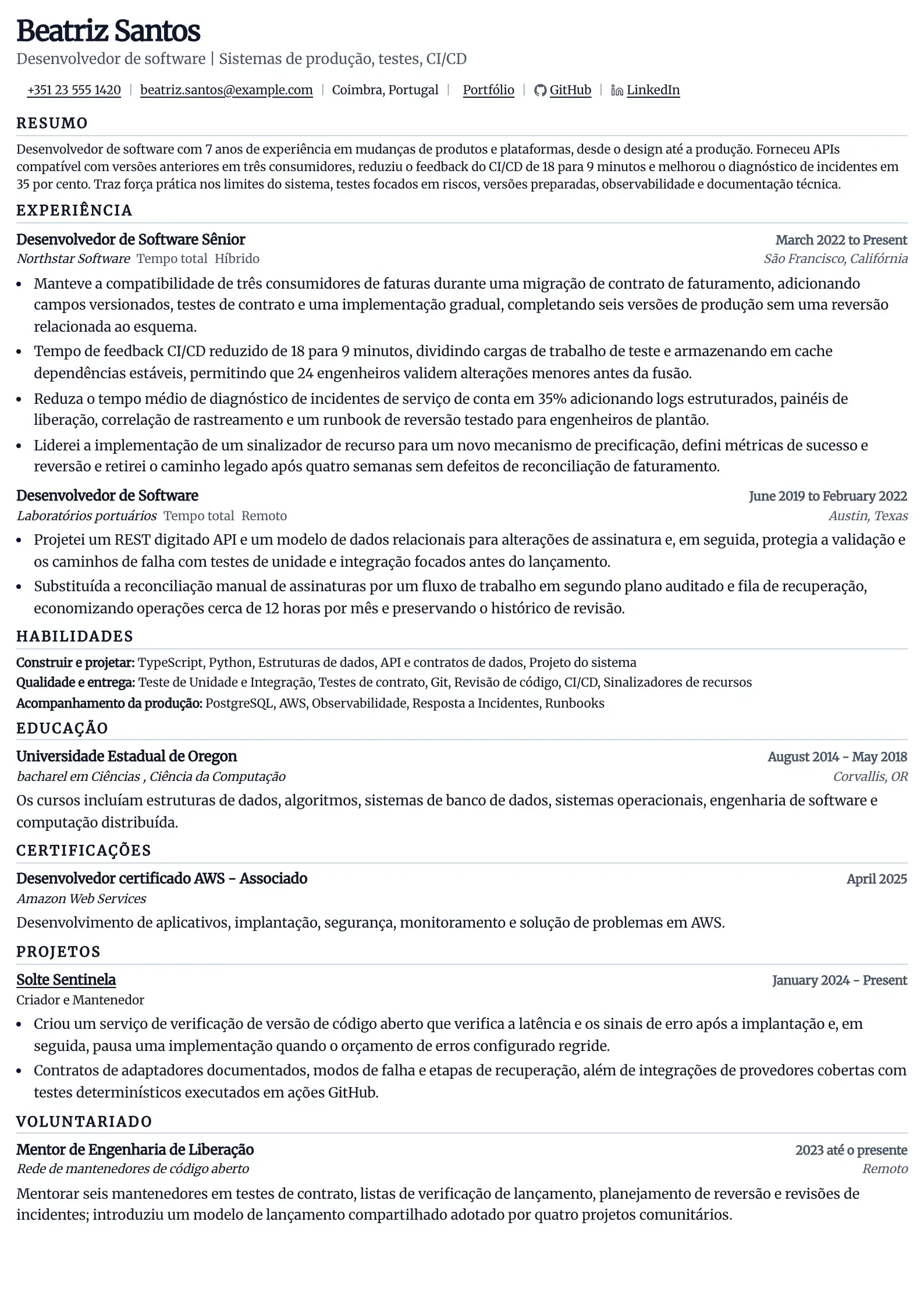 Use este modelo de currículo para candidaturas de desenvolvedor de software