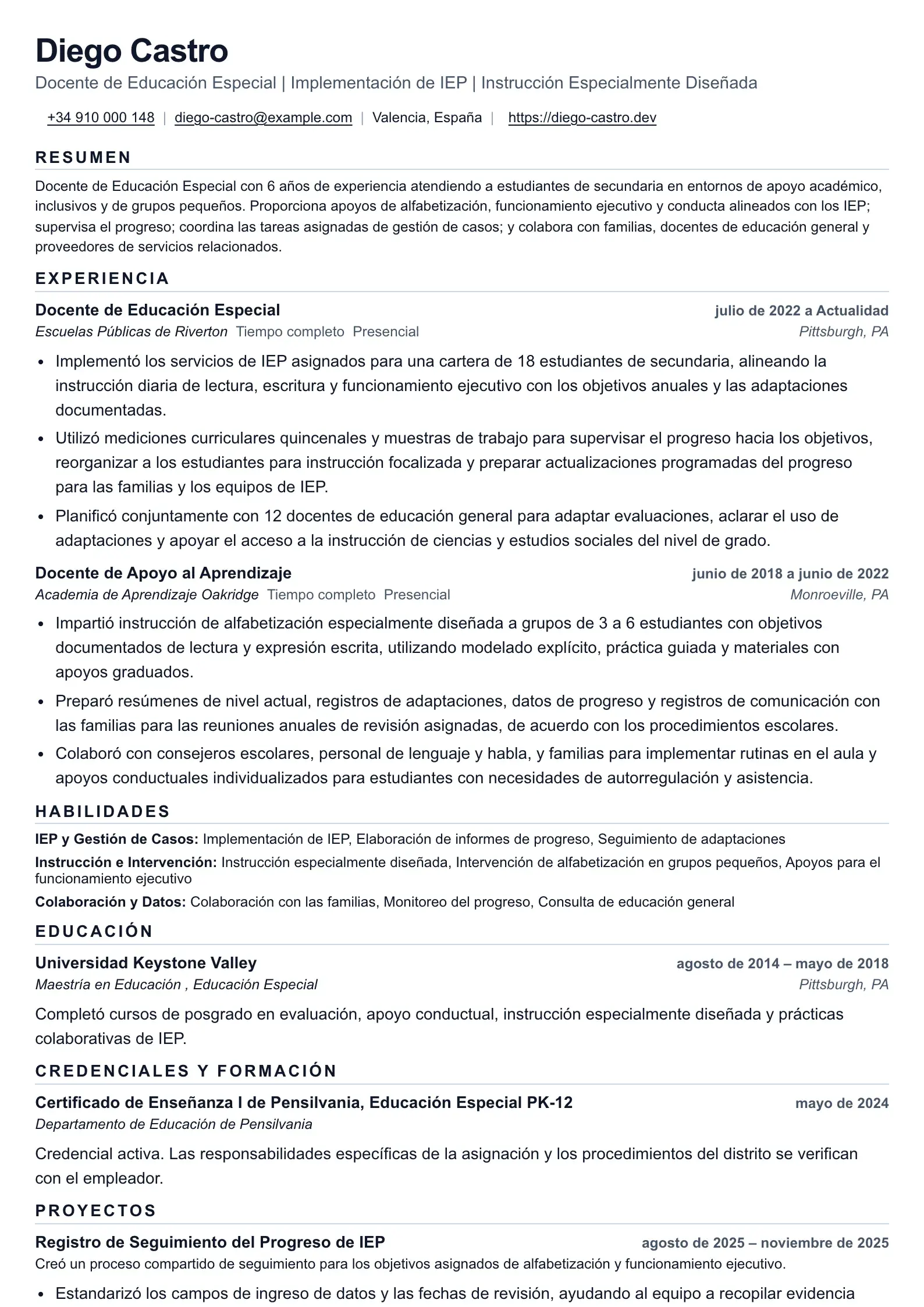 Ejemplo de evidencia para Docente de Educación Especial