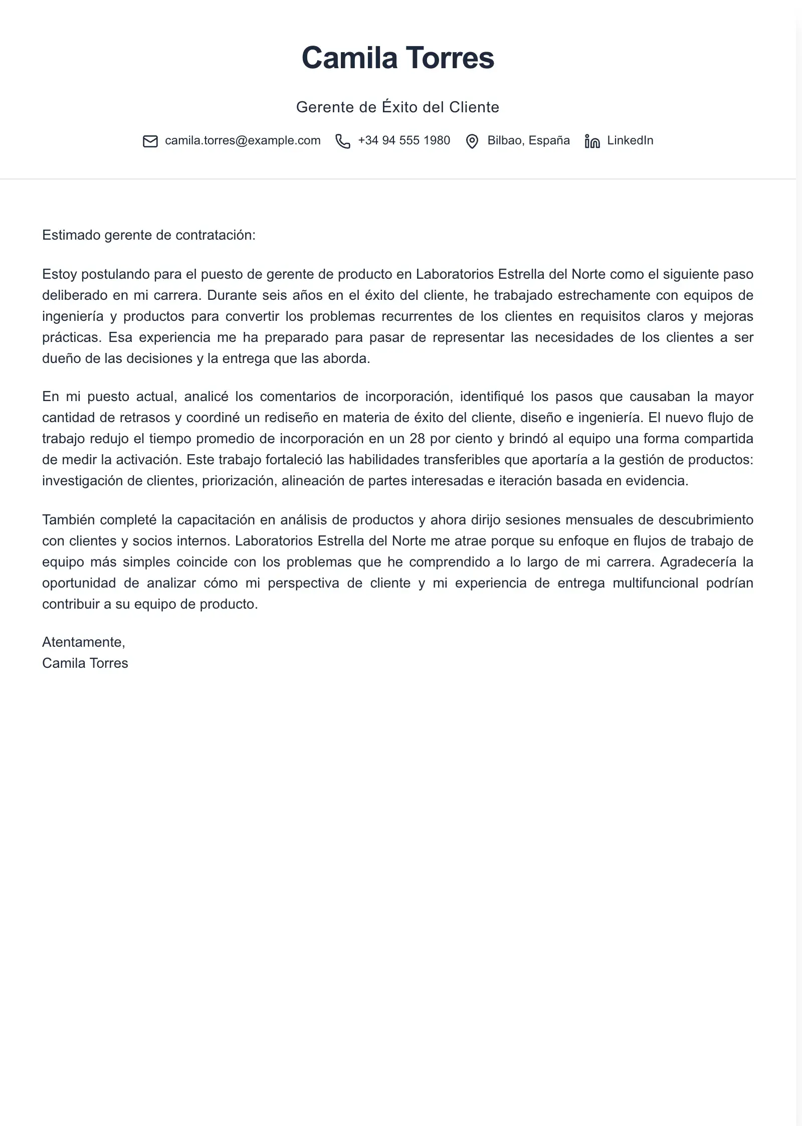 Usa esta plantilla de carta de presentación para un cambio de carrera