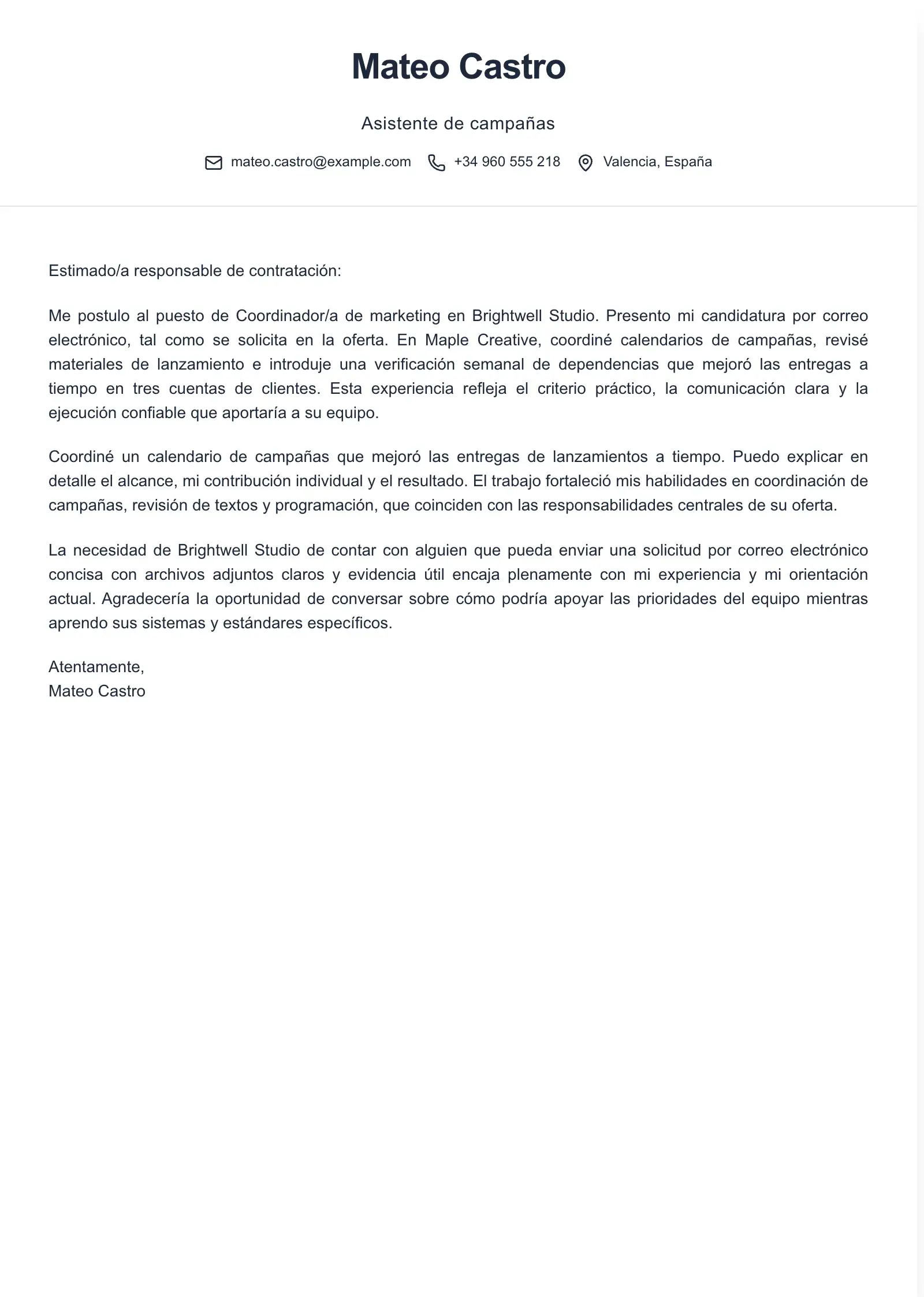 Usa esta plantilla para una solicitud por correo electrónico