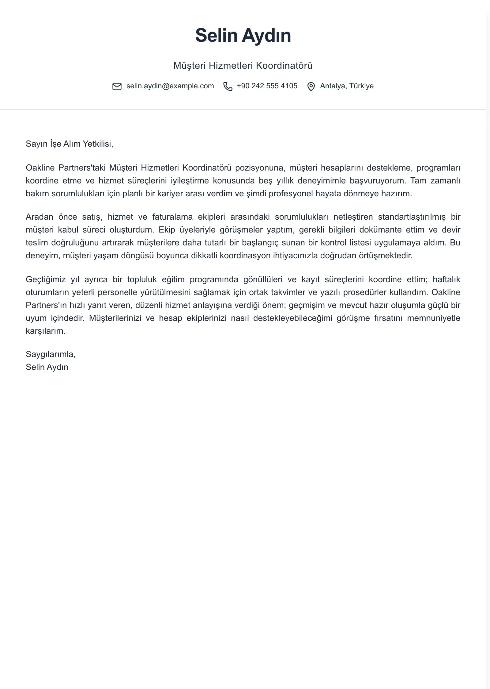 Ebeveynlik nedeniyle verilen kariyer arasından sonra bu şablonu kullanın